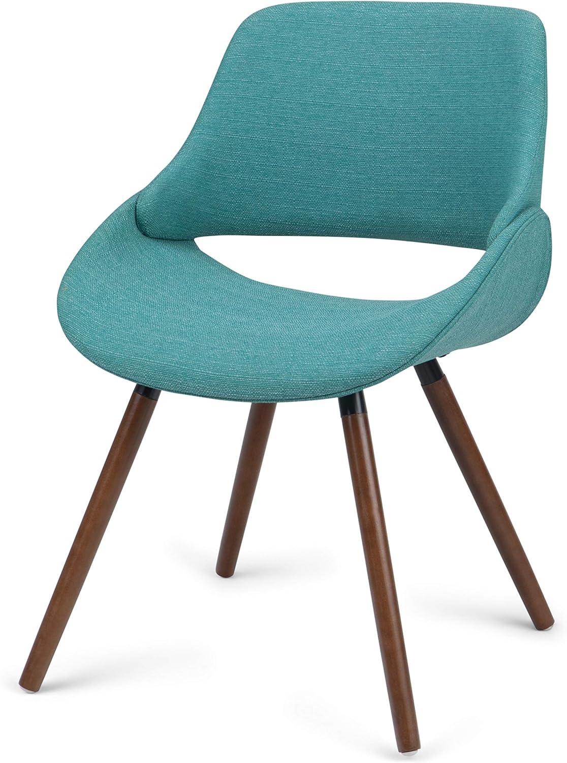 Turquoise Blue Upholstered Bentwood Side Chair in Mid Century Style