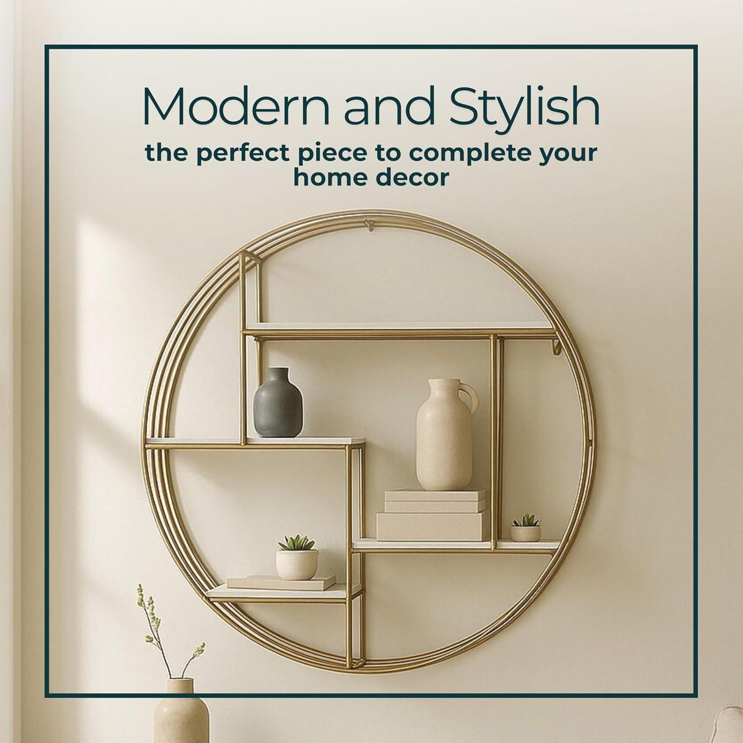 Sagebrook Home Kittle Modern Glam Iron and Wood Wall Storage Shelf