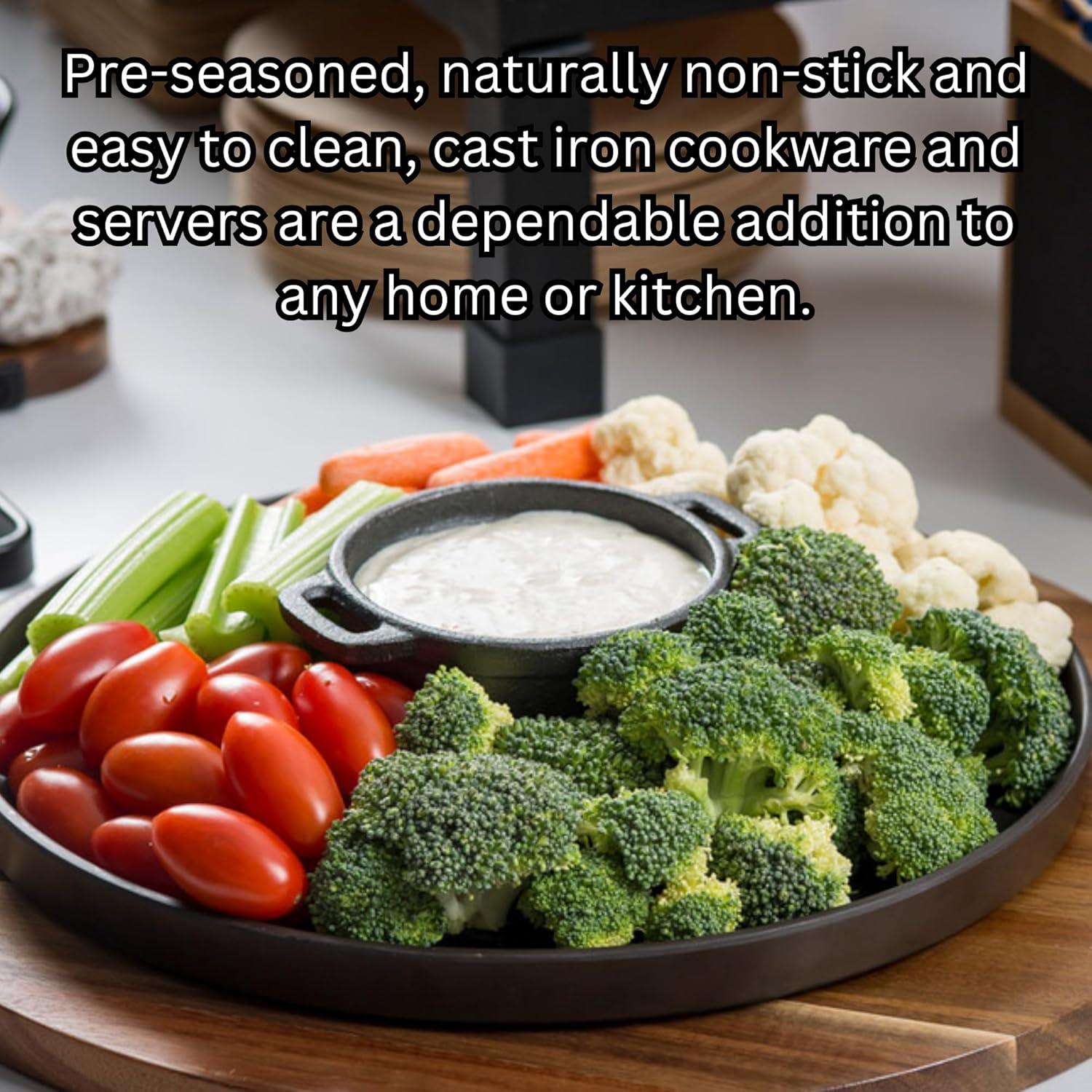 Elegant Black Cast Iron 8 oz Round Mini Server