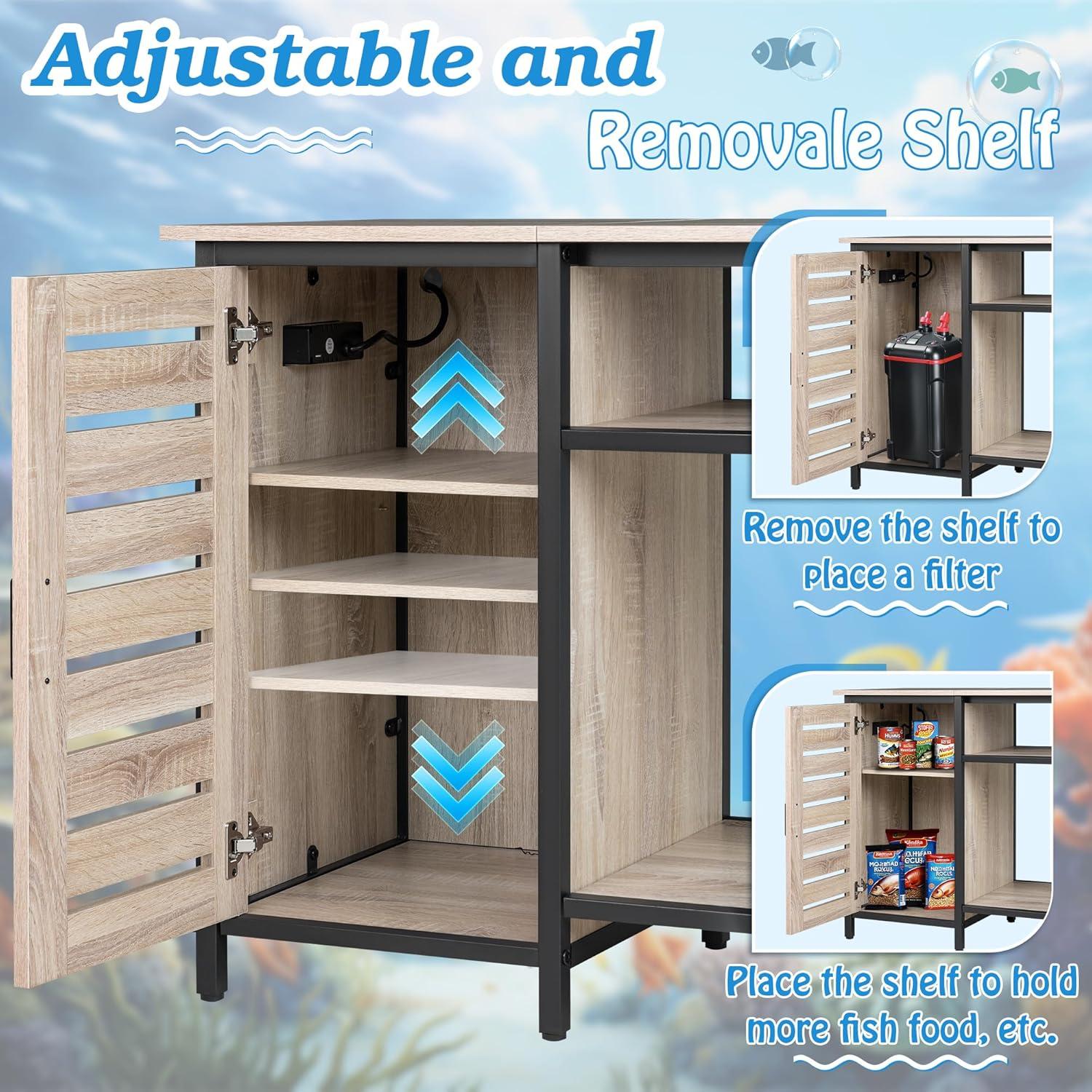 Tucker Murphy Pet™ Fish Tank Stand - 55-75 Gallon Wooden Aquarium Stand With Storage Cabinet For Fish Tank Accessories - 770 LBS Capacity, 51"X19.6"X35"H