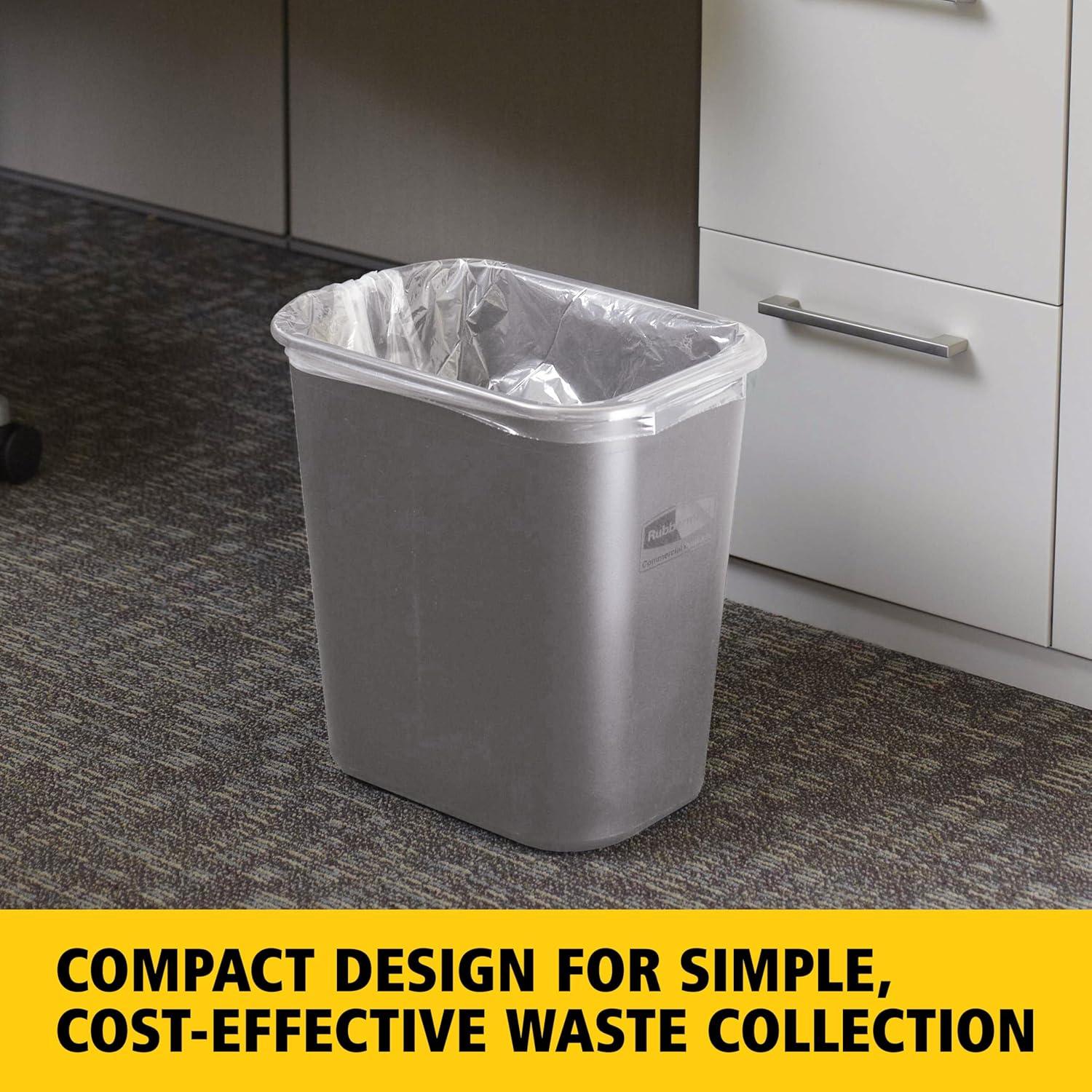 Rubbermaid Commercial Products FG295600GRAY Plastic Resin Deskside Wastebasket, 7 Gallon/28 Quart, Gray