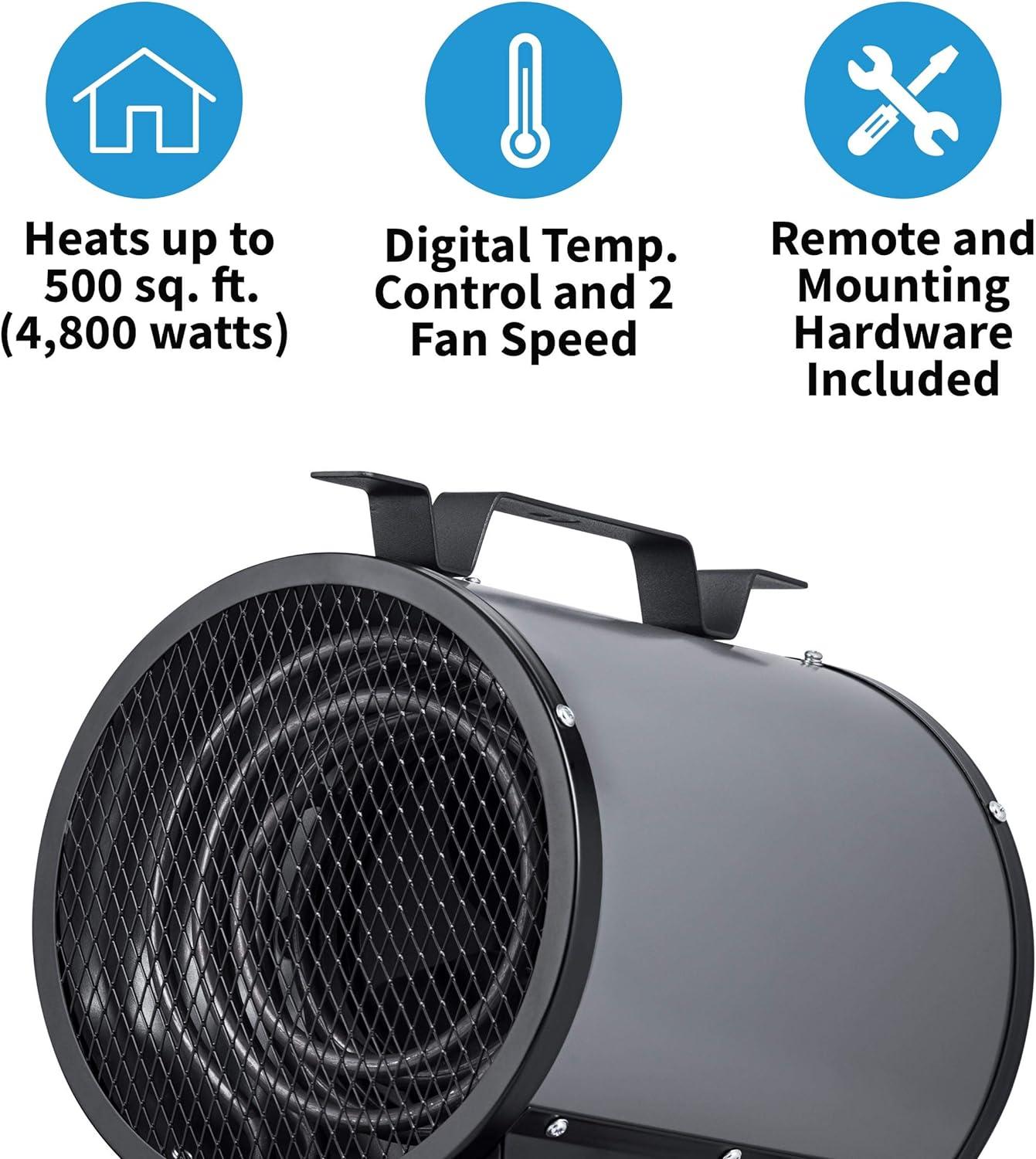 Newair 2-in-1 Freestanding or Ceiling/Wall Mounted Electric Garage Heater with Remote Control