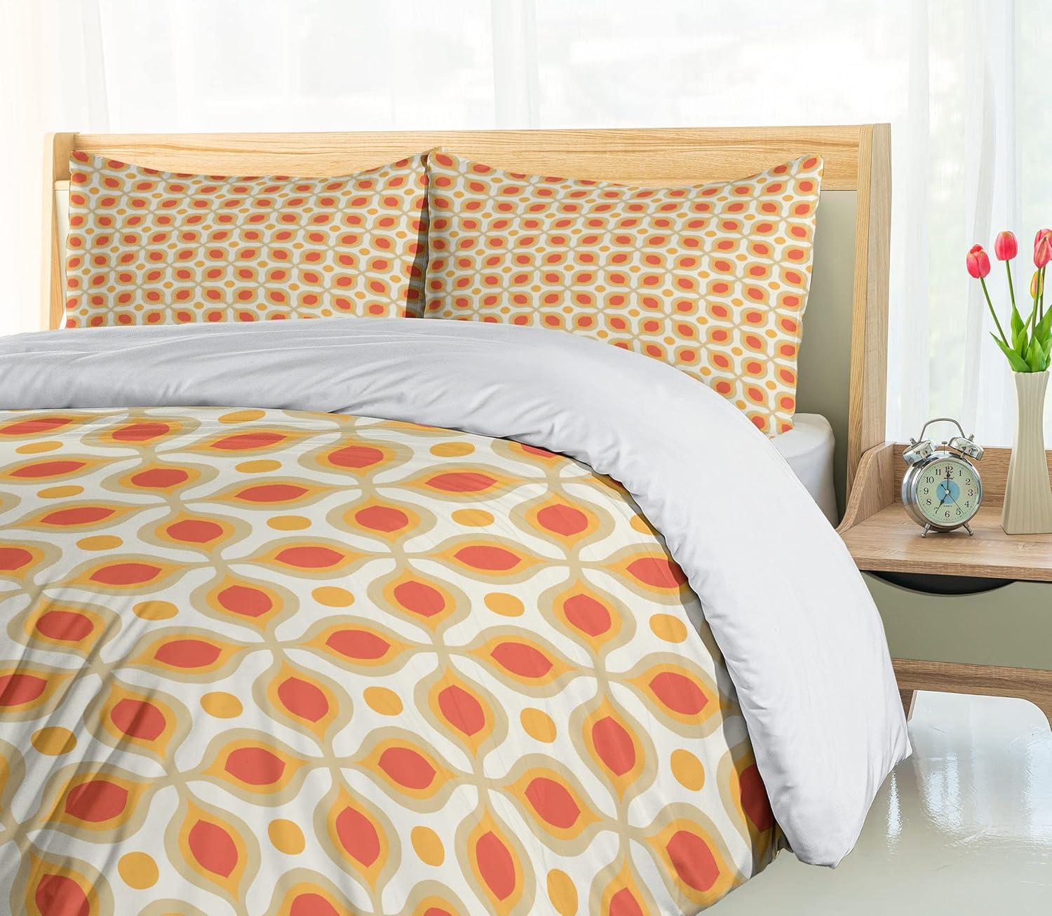 Ambesonne Cottage Americana Geometric Shapes Duvet Cover Set
