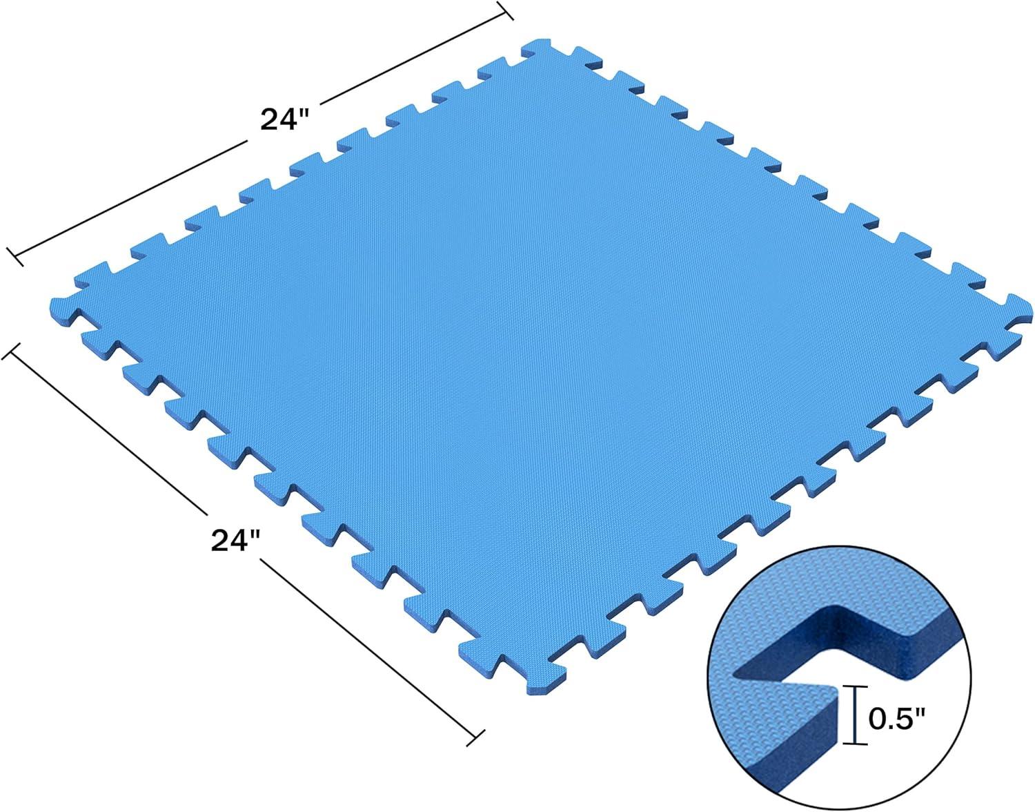 Foam Flooring Tiles – 16-Pack Interlocking EVA Foam Pieces – Non-Toxic Floor Padding for Playroom, Gym, or Basement by Stalwart (Blue)