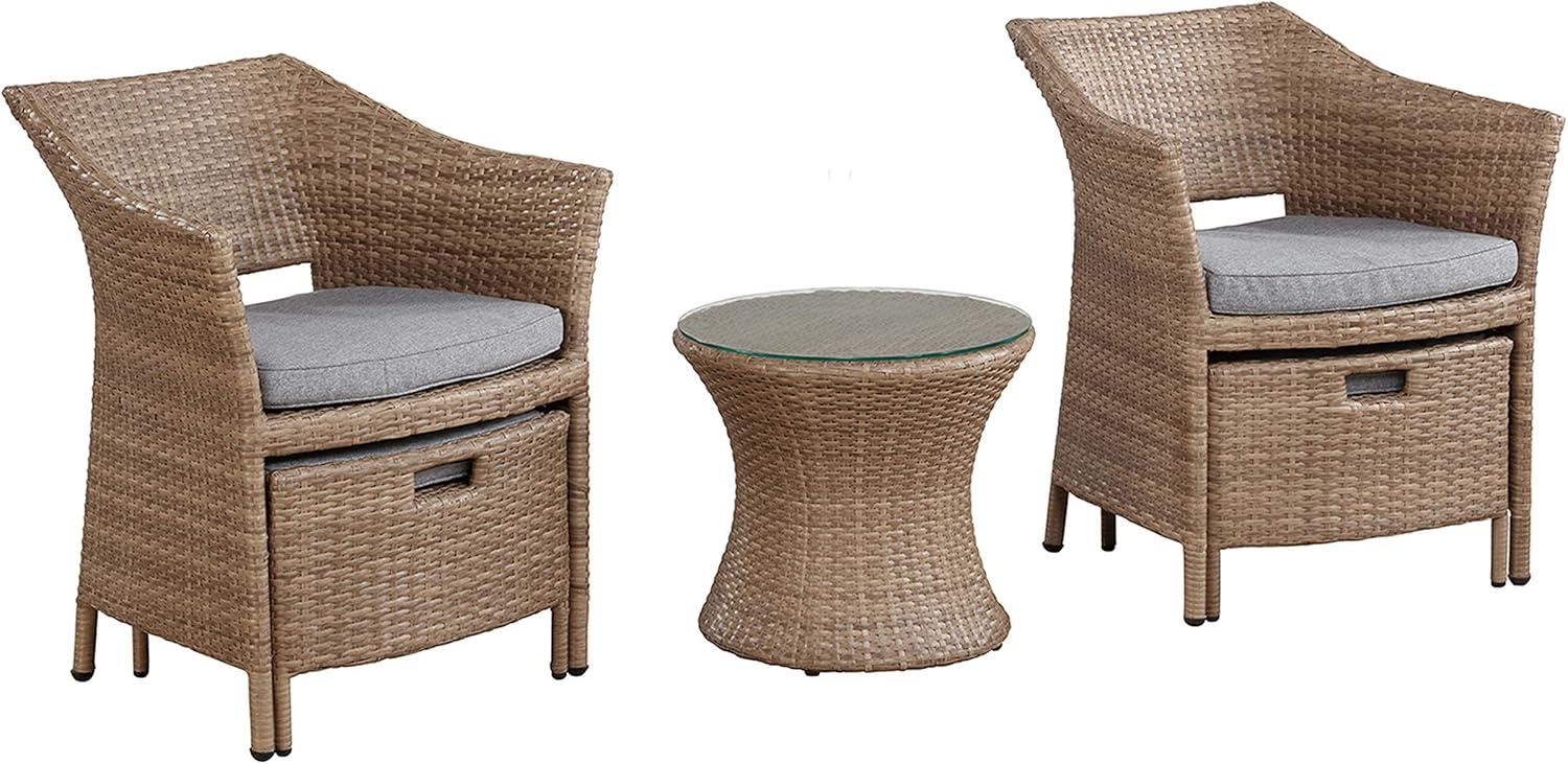 Kokoli 5pc Conversation Set - Brown - Alaterre Furniture: Outdoor Patio Furniture with Cushions, No Assembly Required