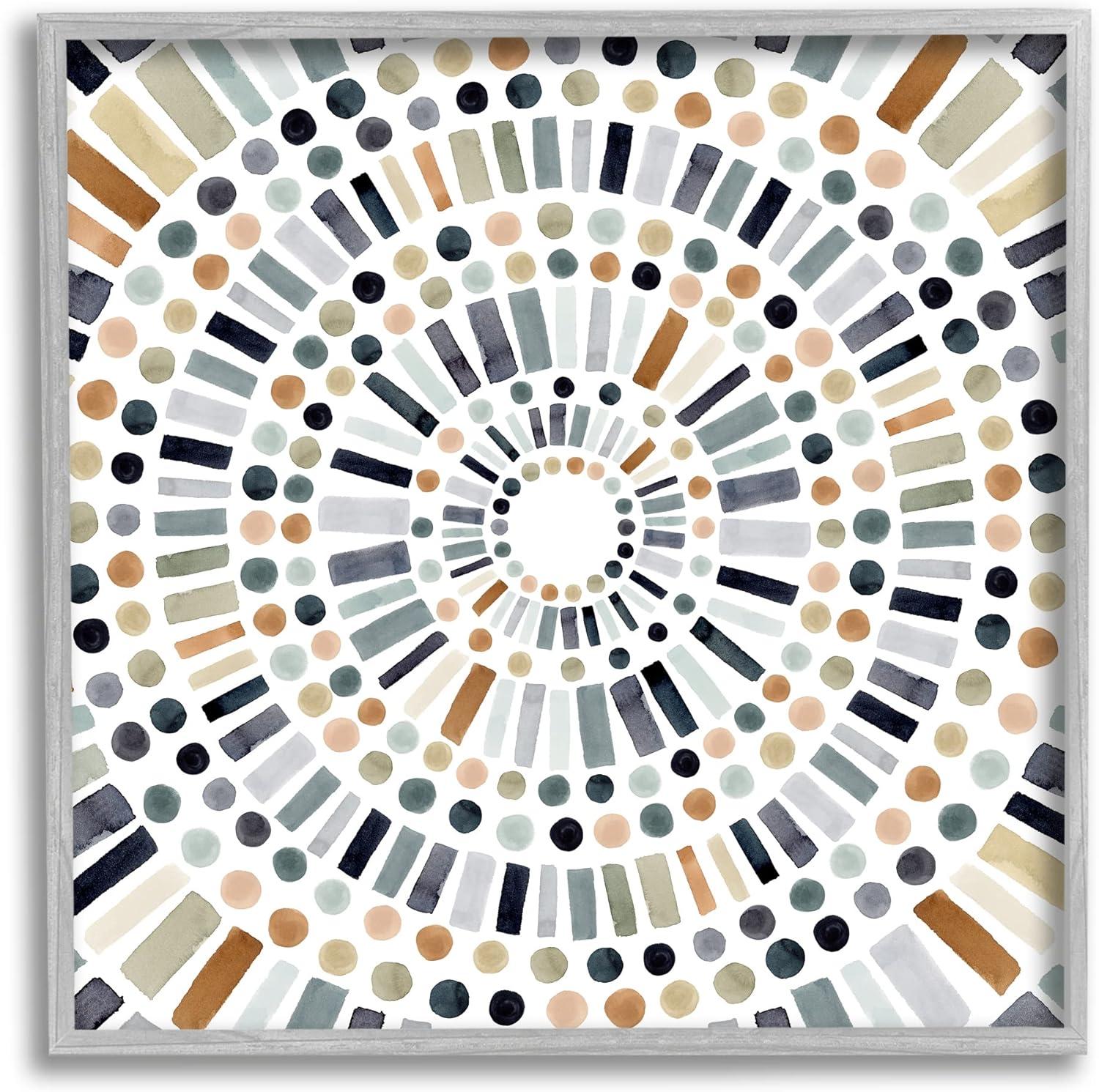 Stupell Industries Bold Rustic Abstract Mosaic Circle Pattern Illustration Paintings Gray Framed Art Print Wall Art, 12x12, by Victoria Barnes