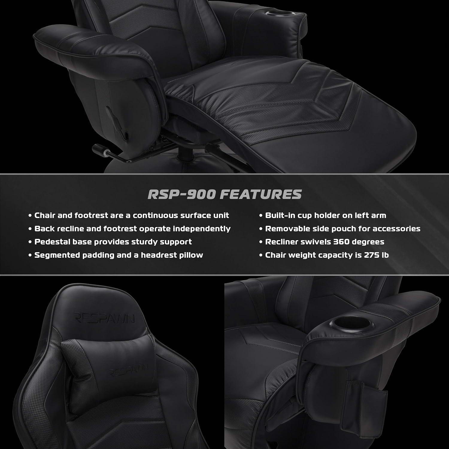 RESPAWN 900 Gaming Recliner - Video Games Console Recliner Chair, Computer Recliner, Adjustable Leg Rest and Recline, Recliner with Cupholder, Reclining Gaming Chair with Footrest