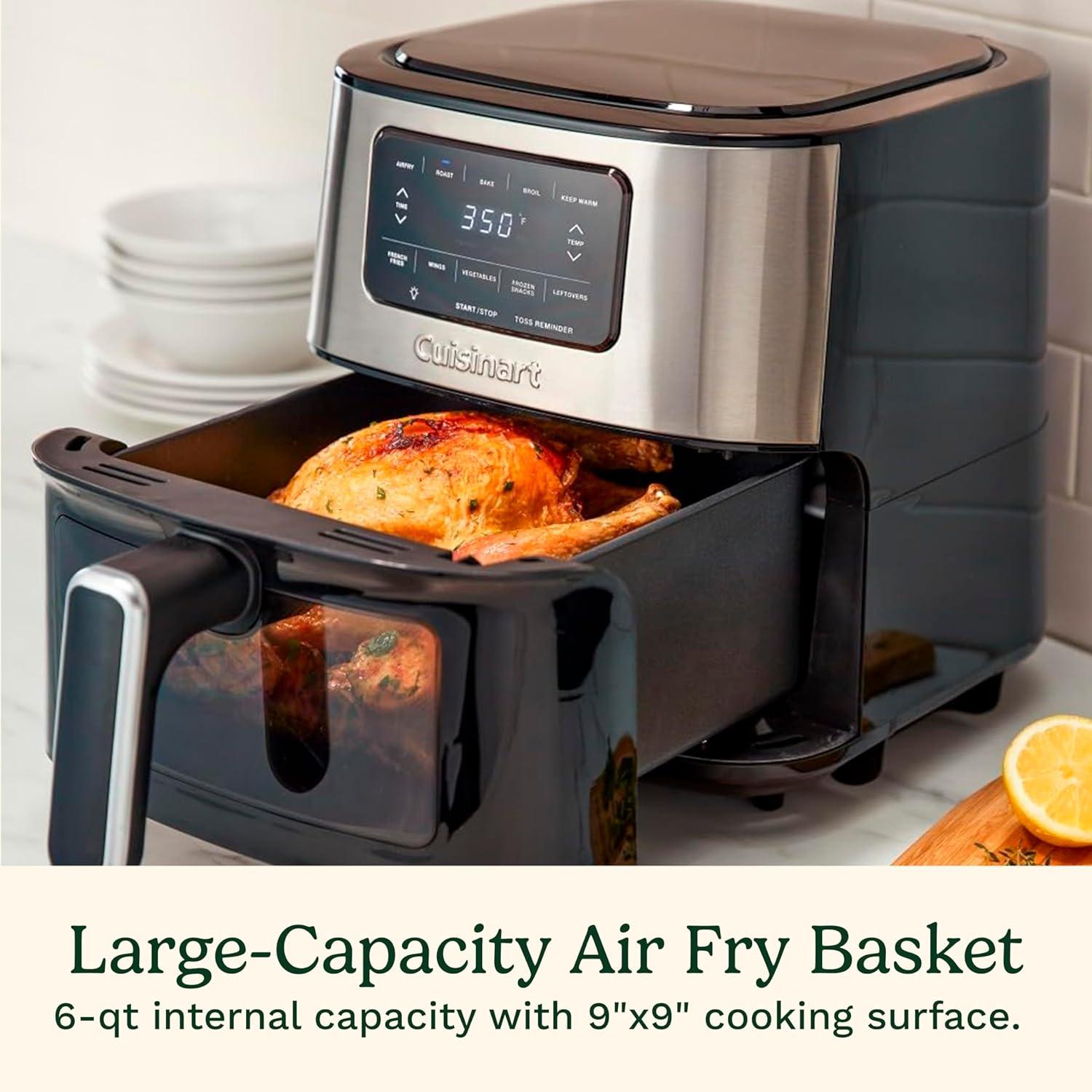 Cuisinart 6qt Basket Stainless Steel AirFryer AIR-200: Digital Control, 1800W, Automatic Shut-Off, Dishwasher-Safe Parts