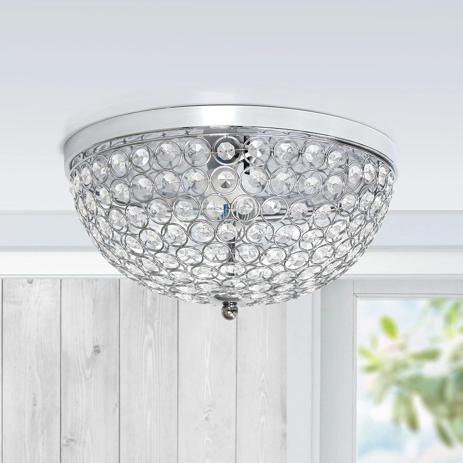 Set of 2 13" Elipse Crystal Flush Mount Ceiling Lights - Elegant Designs