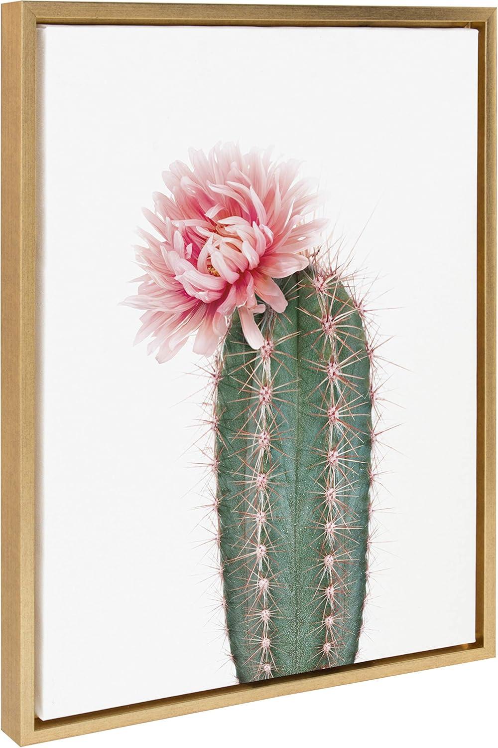 28"x38" Slyvie Pink Cactus Flower Framed Canvas By Amy Peterson - Kate and Laurel