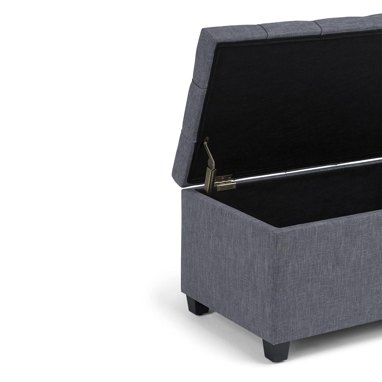 Simpli Home Sienna 33"W Upholstered Storage Ottoman Bench with Lift-Up Tufted Top