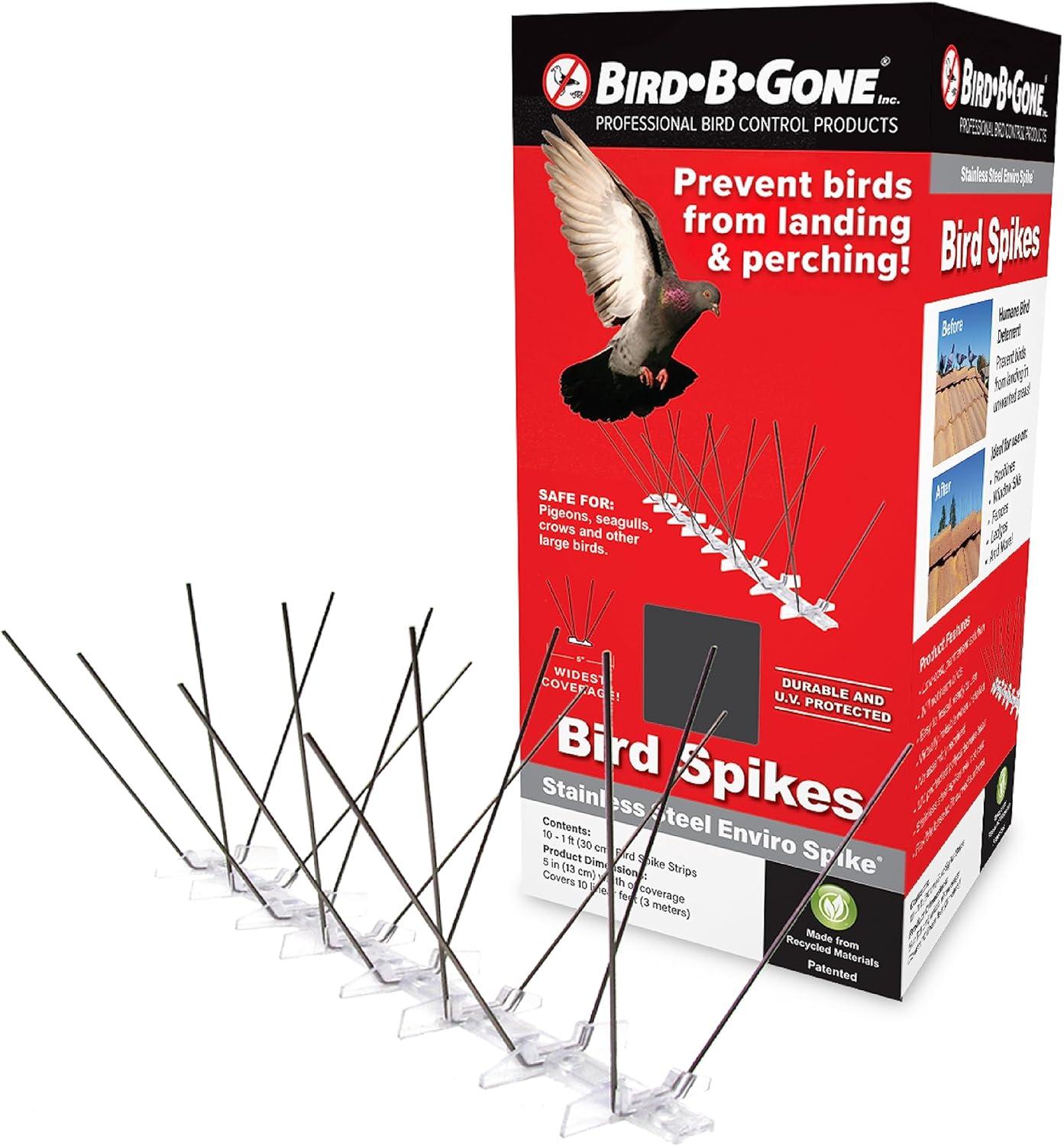 Bird-B-Gone Enviro Spike Stainless Steel Bird Spike, Deterrent Repellent, 10 ft. x 5 in.