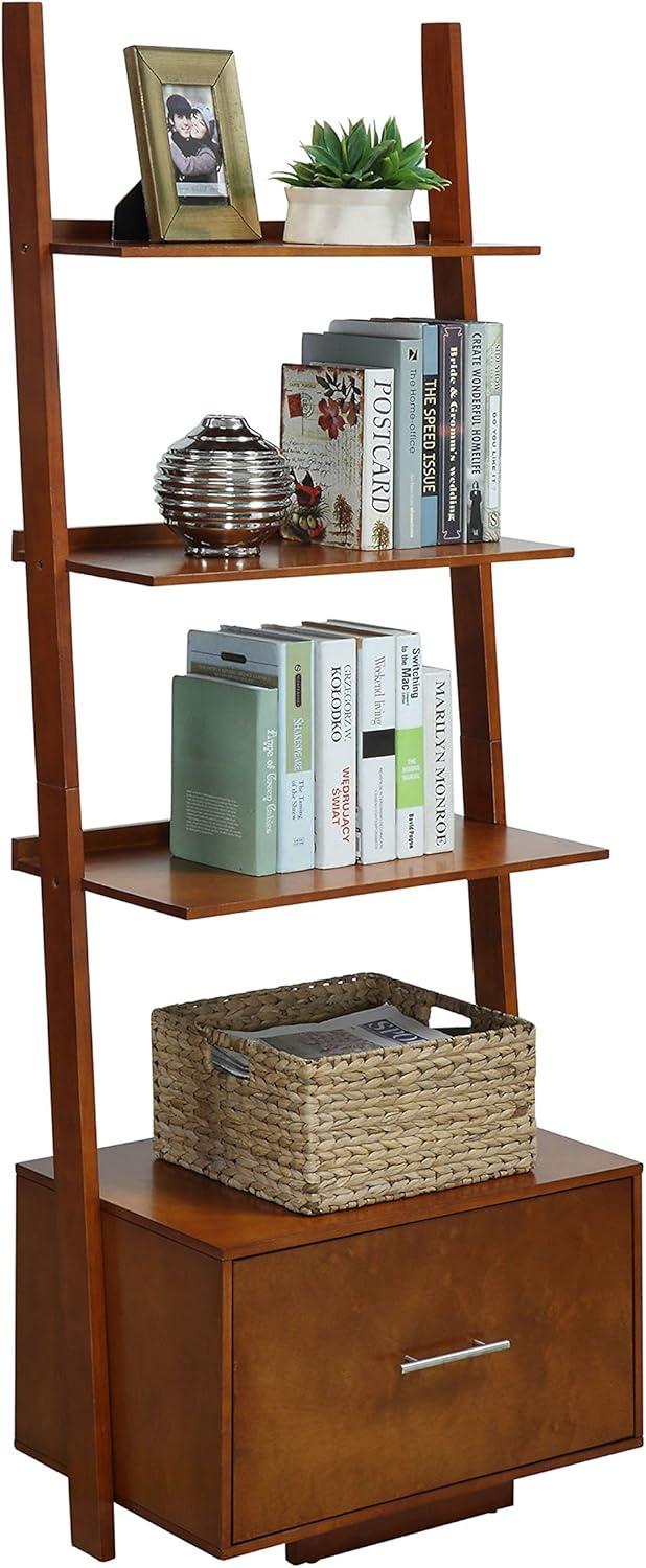Convenience Concepts American Heritage Ladder Bookcase with File Drawer-Finish:Cherry