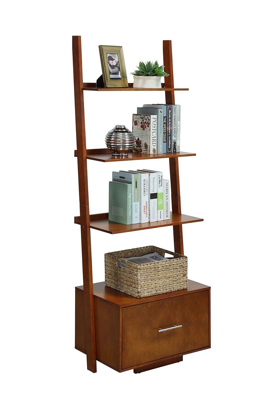 Convenience Concepts American Heritage Ladder Bookcase with File Drawer-Finish:Cherry