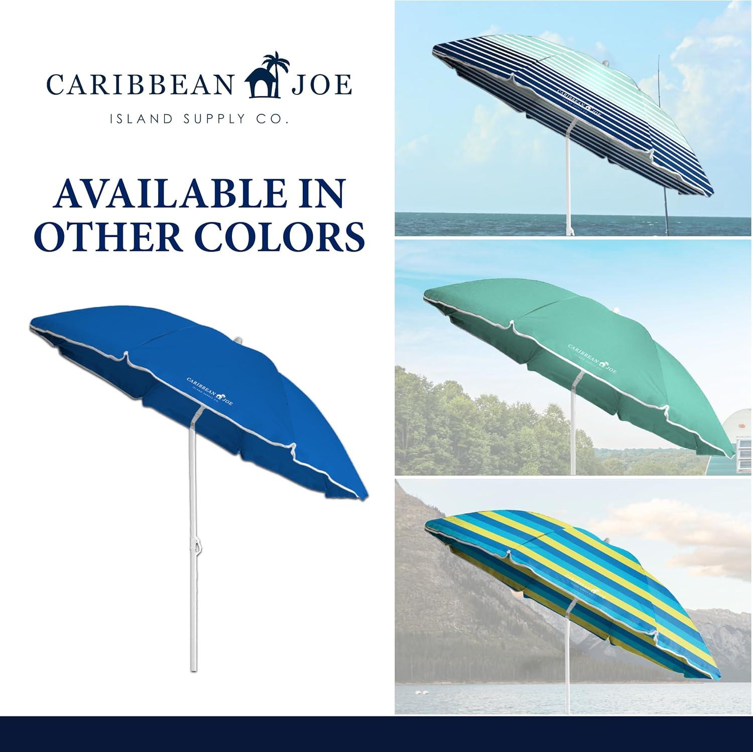Caribbean Joe 6ft Beach Umbrella with UV Protection and Matching Case