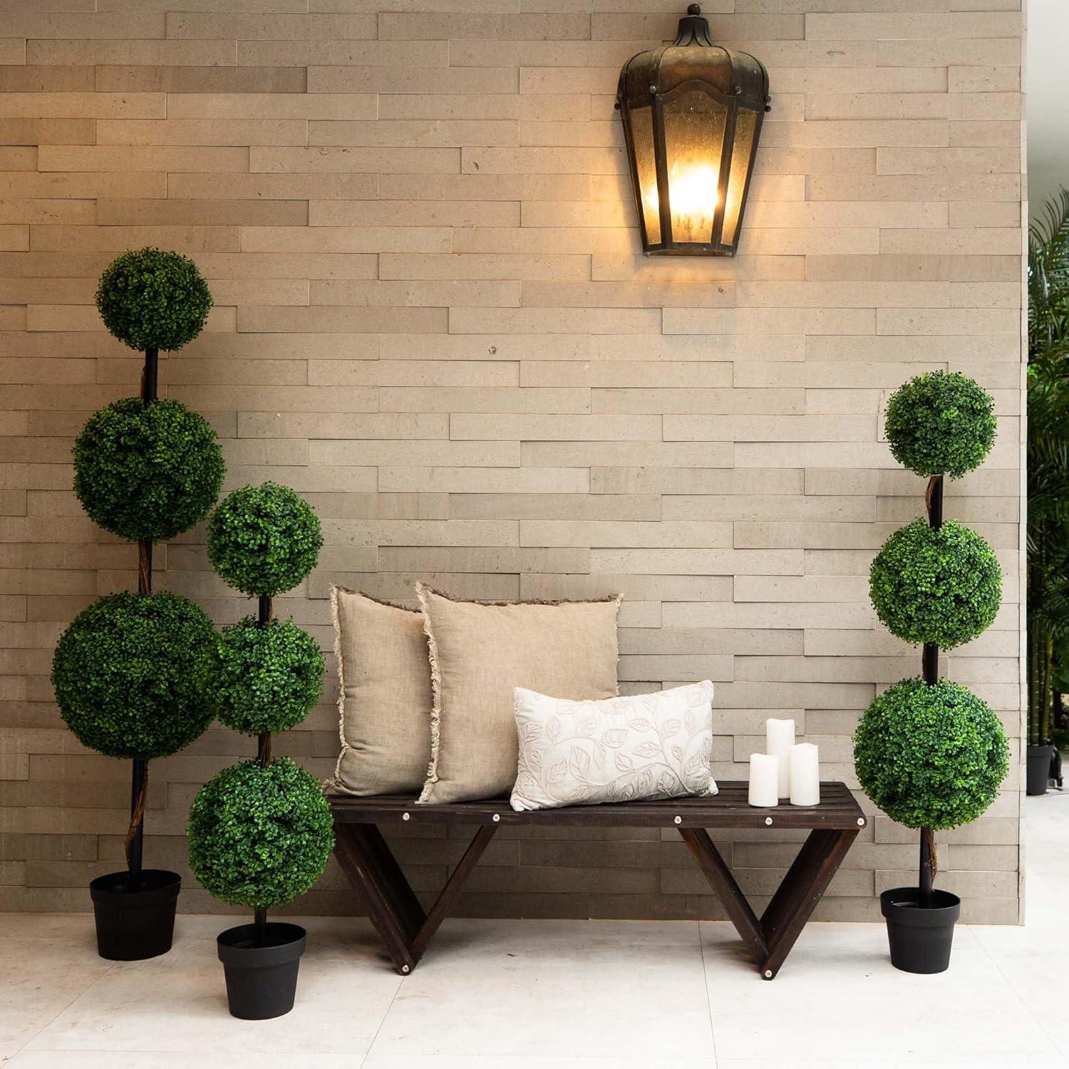 Nearly Natural 4ft. Artificial Triple Ball Boxwood Topiary Tree (Indoor/Outdoor)