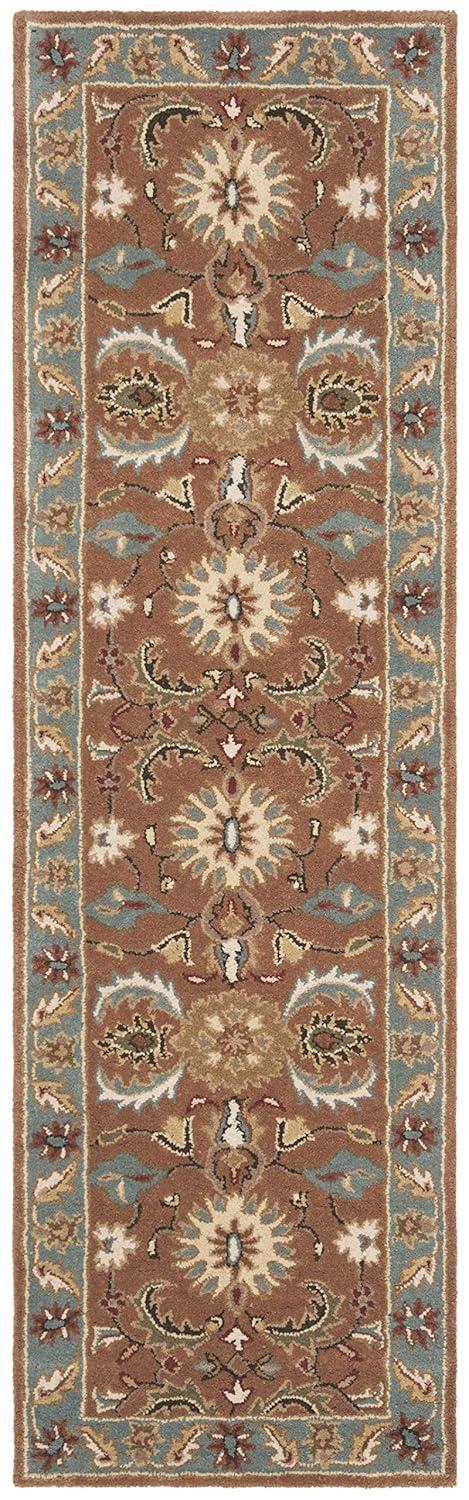 SAFAVIEH Heritage Anglia Traditional Wool Area Rug, Brown/Blue, 6' x 9'