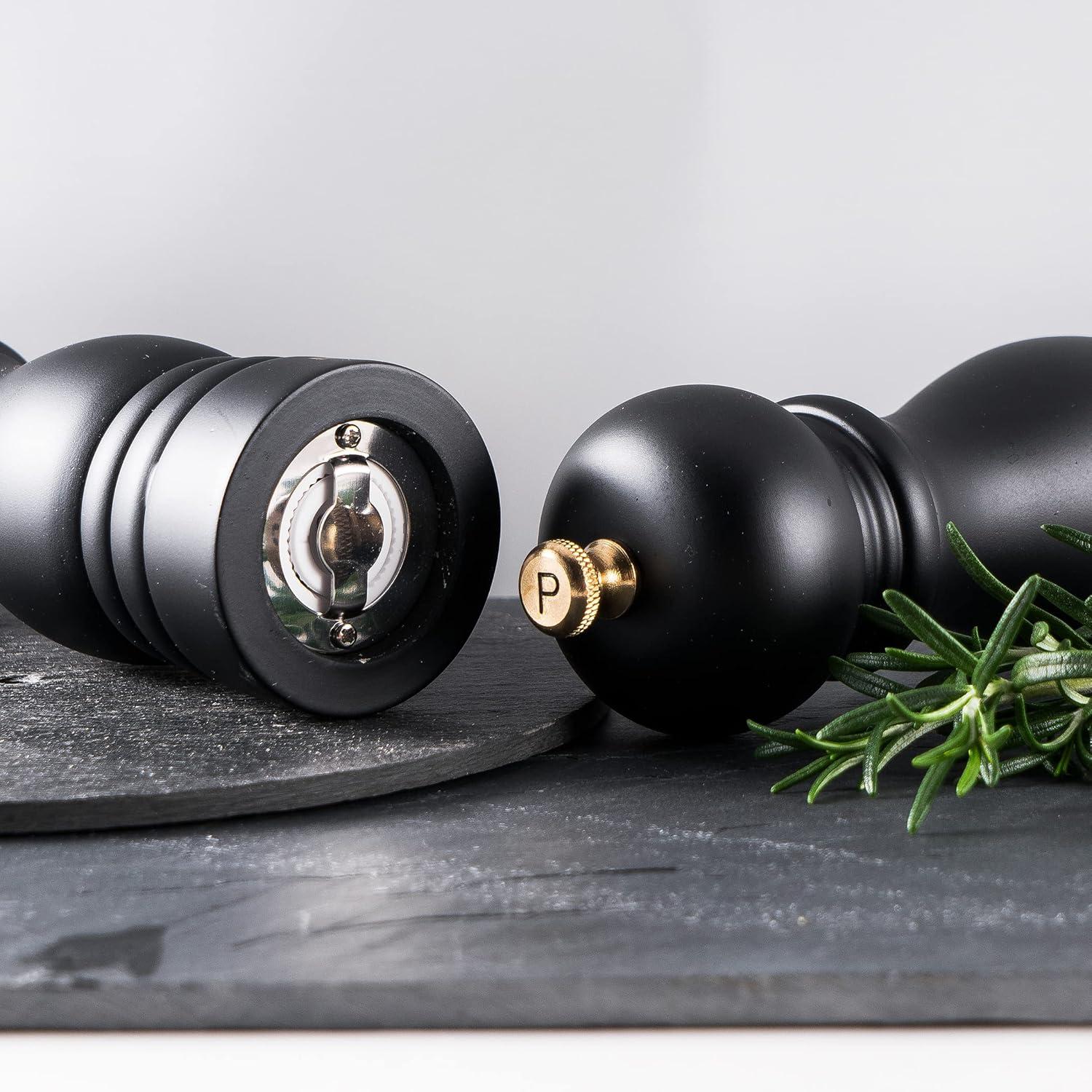 Salt and Pepper Grinder Set, Wood Pepper Mill Set of 2 Manual Salt Pepper Shakers