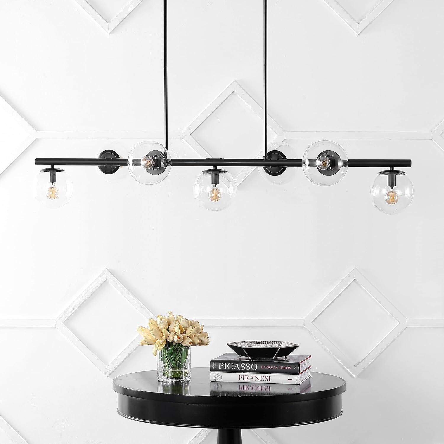 Luca Parisian Black Iron 7-Light Linear LED Pendant