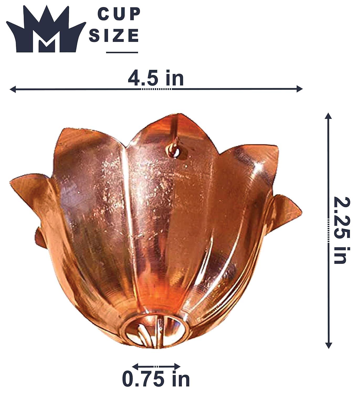 Monarch Rain Chains Pure Copper Lotus Cup Rain Chain Replacement Downspout for Gutters