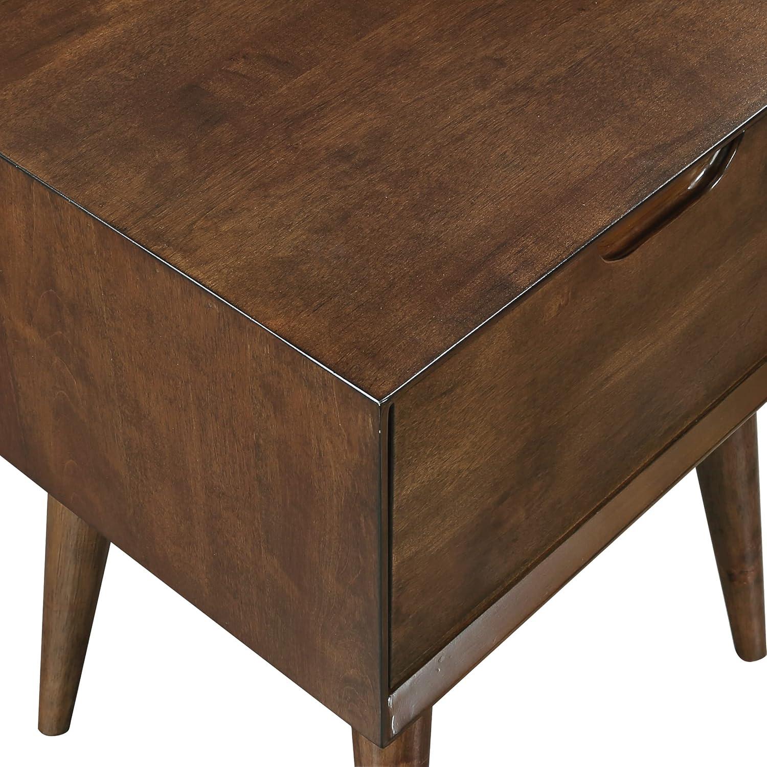 Copenhagen Wood Accent Table with Drawer in Walnut Finish