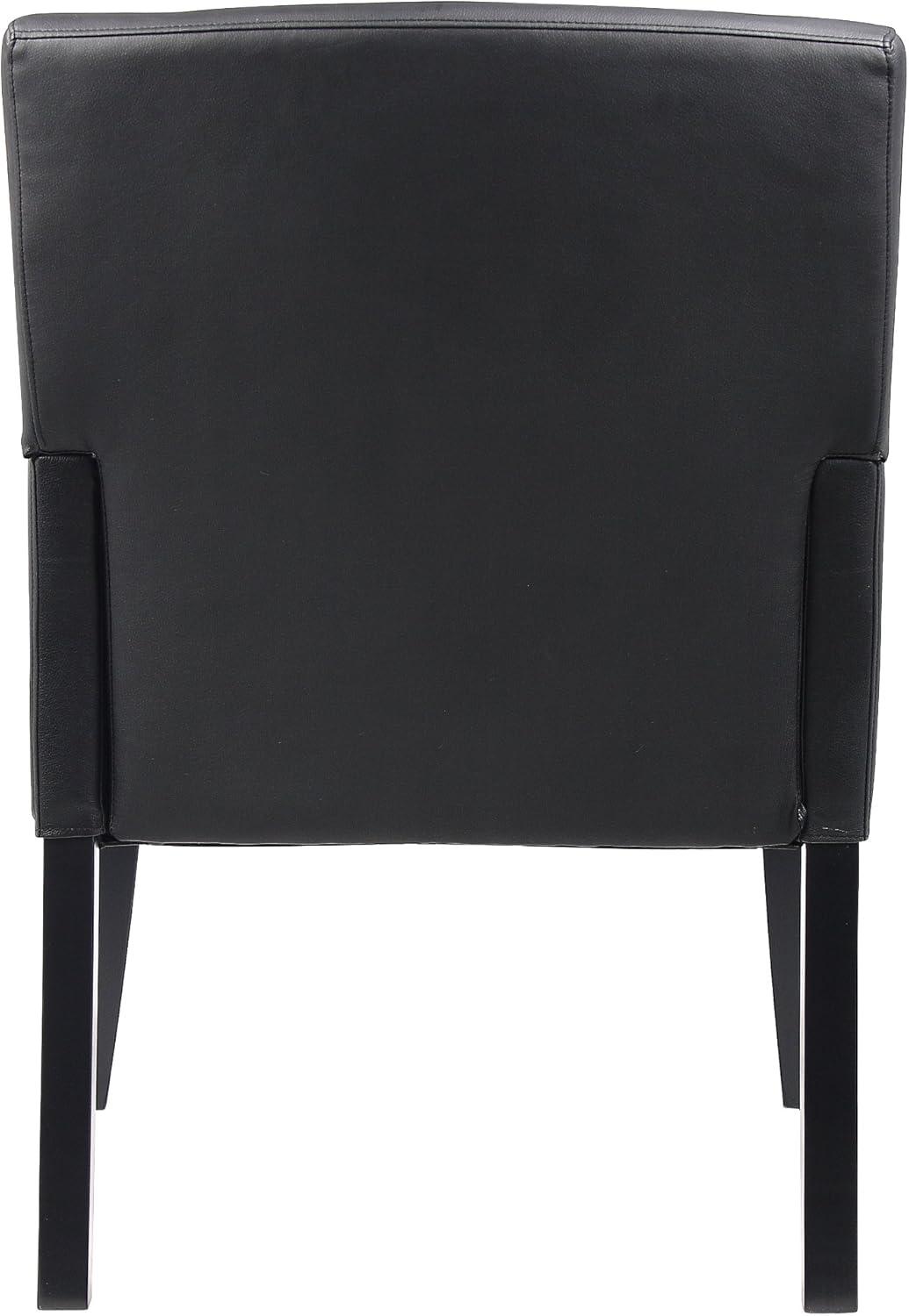 Executive Box Armchair Black - Boss Office Products: Ergonomic, Vinyl Upholstery, Wood Legs, Fixed Height