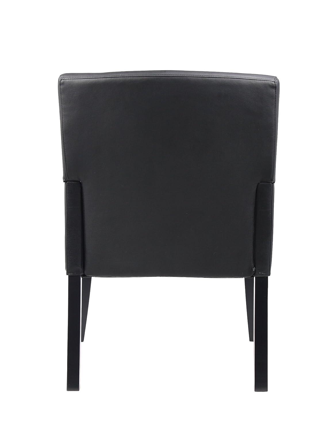 Executive Box Armchair Black - Boss Office Products: Ergonomic, Vinyl Upholstery, Wood Legs, Fixed Height