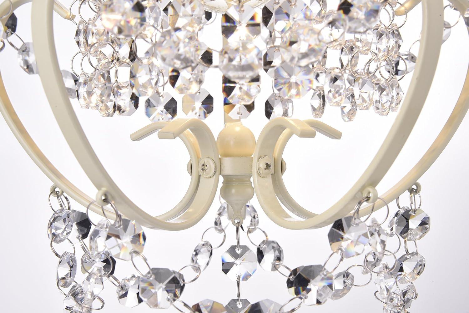 Edvivi Amorette Mini Chandelier Crystal Chandeliers, 1 Light Modern Elegant Glam Ceiling Light Fixture Ivory, Adjustable Hanging Lighting for Closet, Bedroom, Girls Room, Kitchen Island