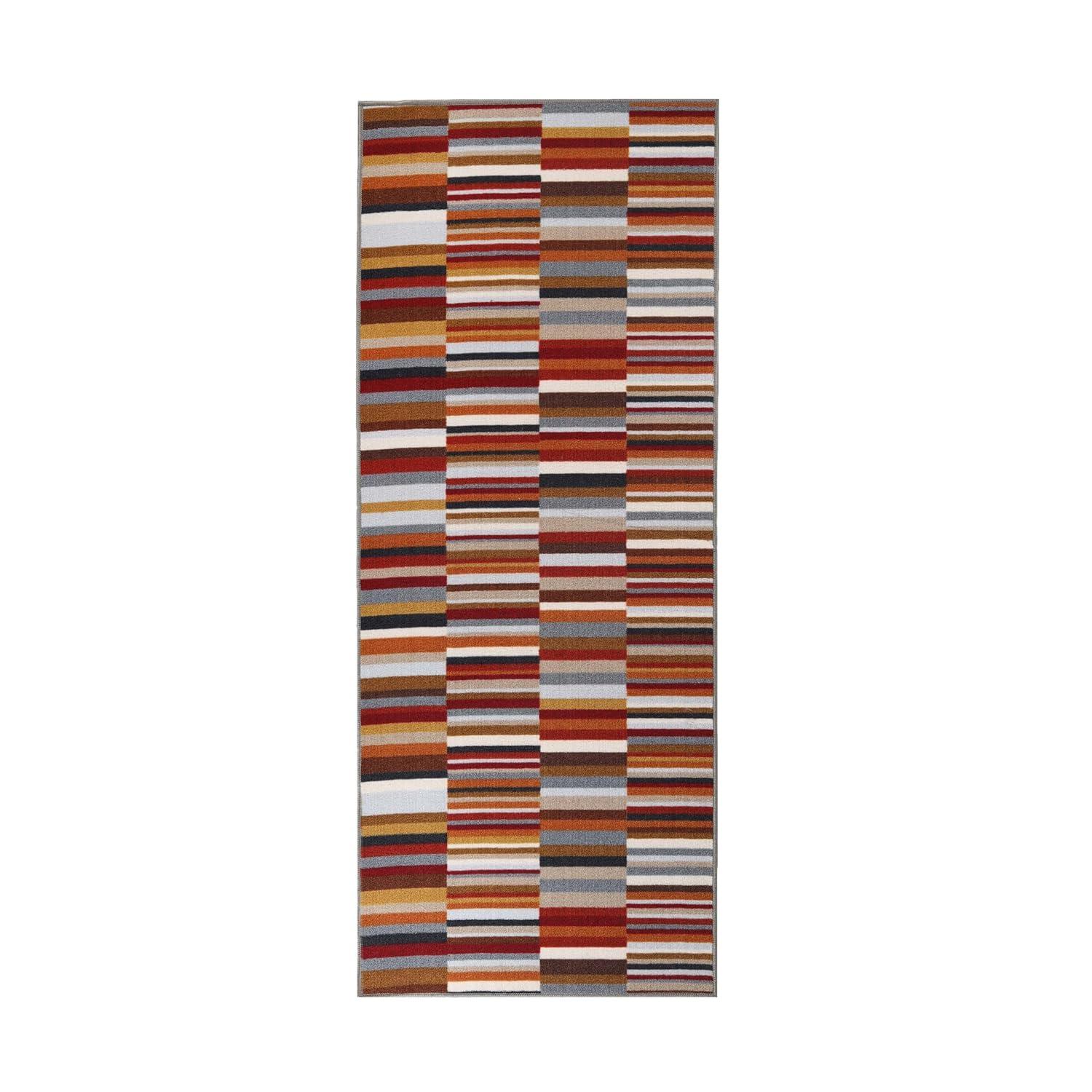 Modern Striped Gray Synthetic 2' x 3' Washable Area Rug