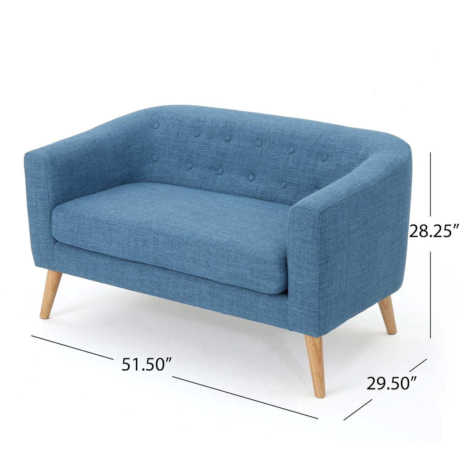 Christopher Knight Home GDFStudio Christopher Knight Home Bridie Mid-Century Modern Loveseat, Muted Blue Fabric
