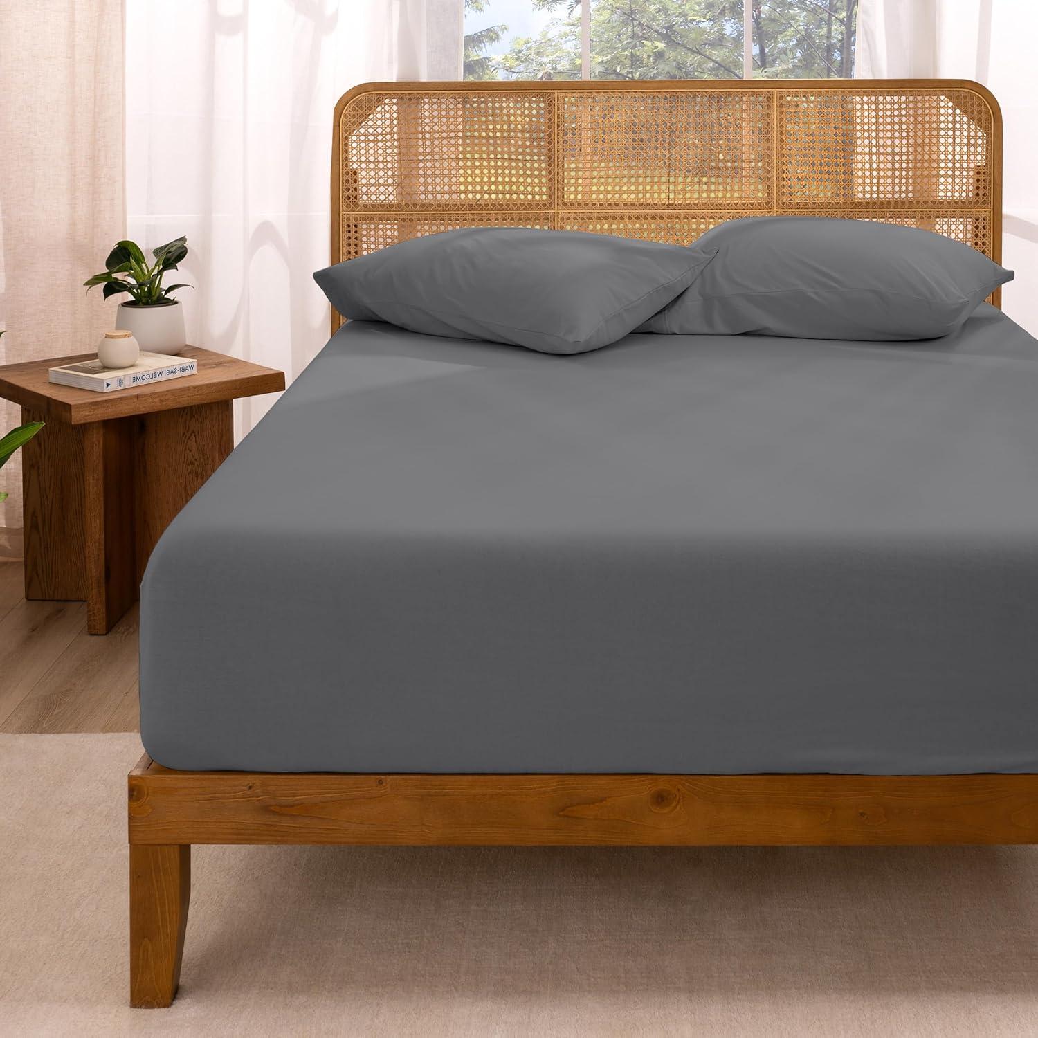 Bare Home Organic 100% Cotton Jersey Knit Fitted Sheet