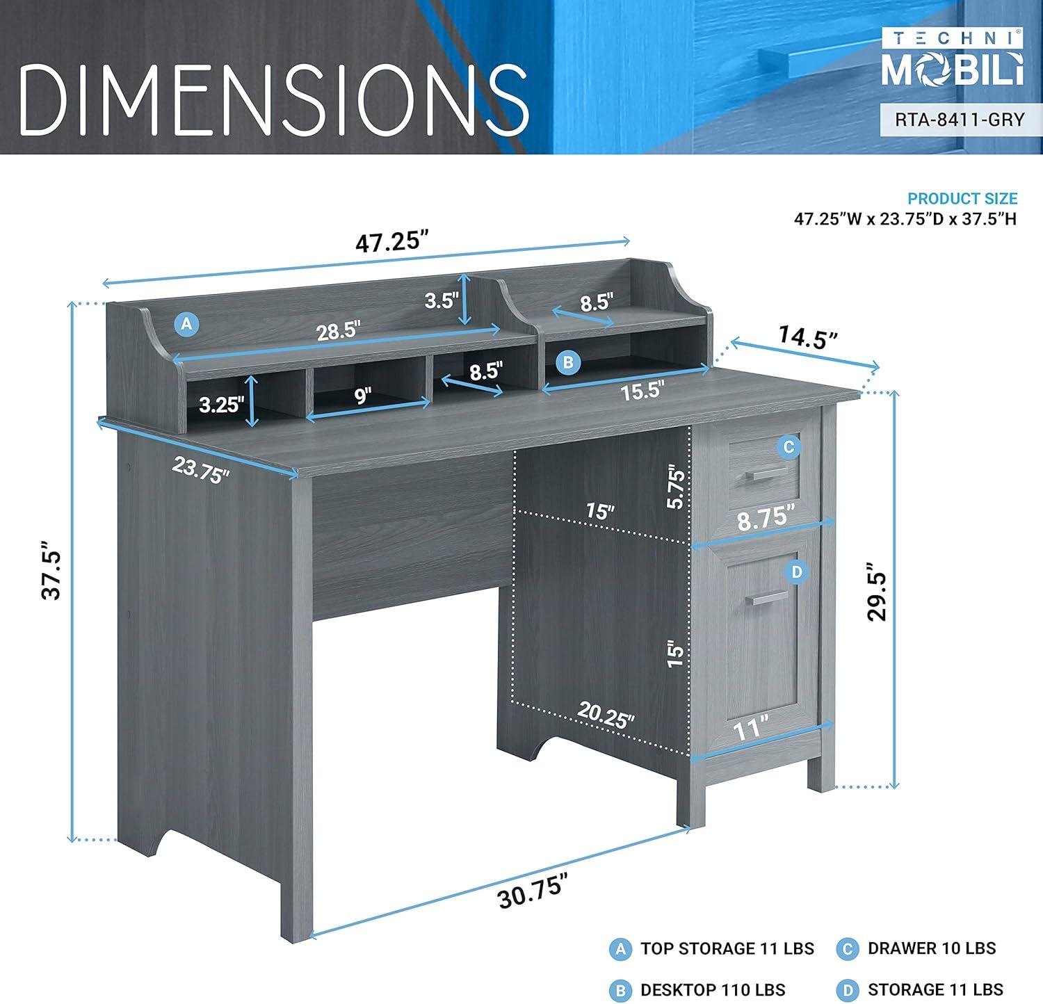 Classic Office Desk with Storage - Techni Mobili