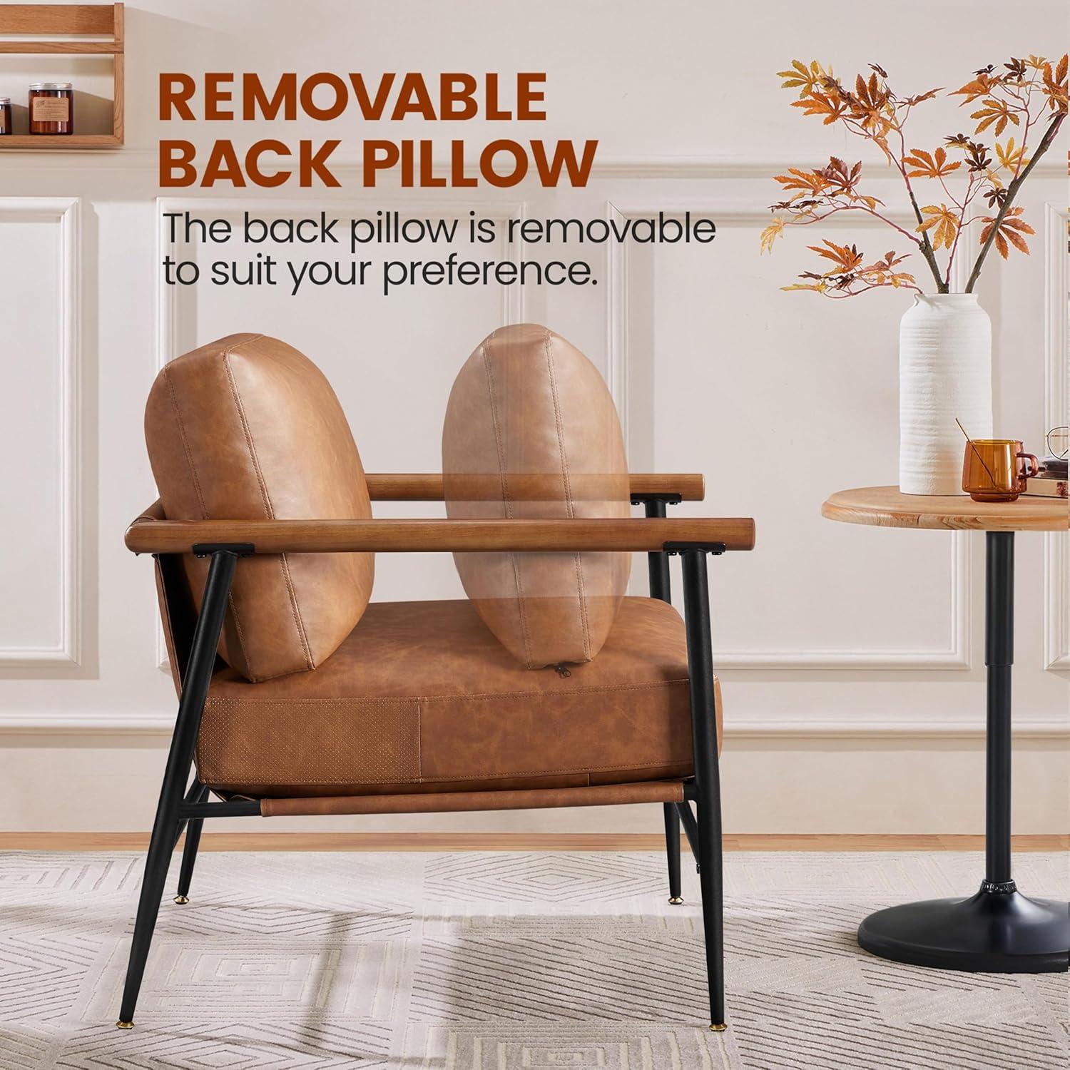 Renwick Mid-century Modern Upholstered Accent Chair for Living Room, Retro Brown