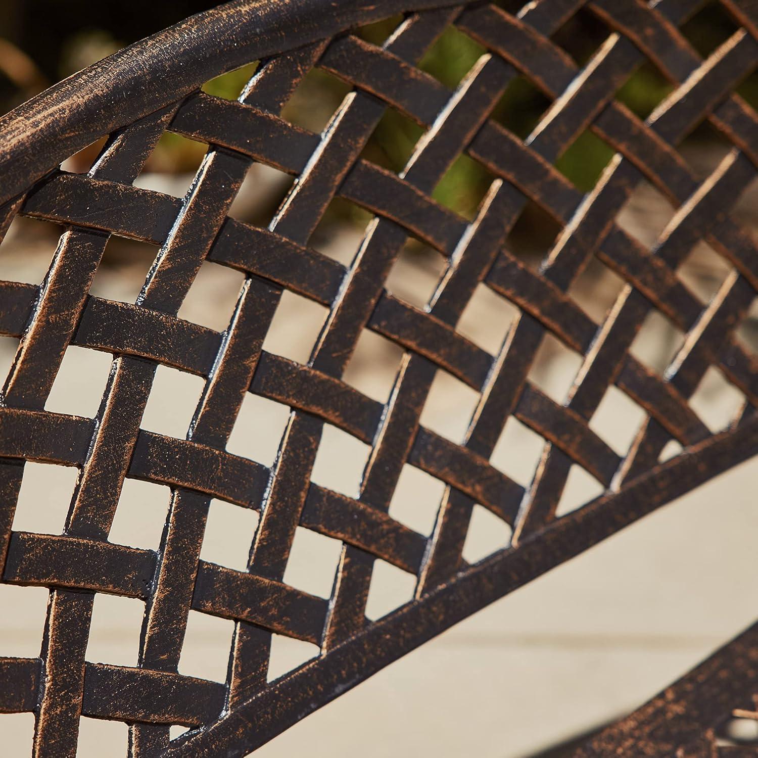 Elegant Antique Bronze 40" Cast Aluminum Outdoor Loveseat Bench