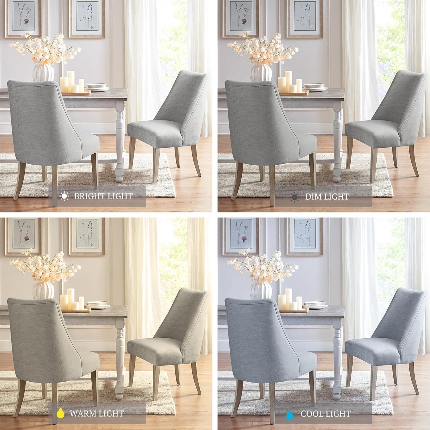 Martha Stewart Winfield Upholstered Dining Chairs – Curved Back, Distressed Wood Legs, Farmhouse Style