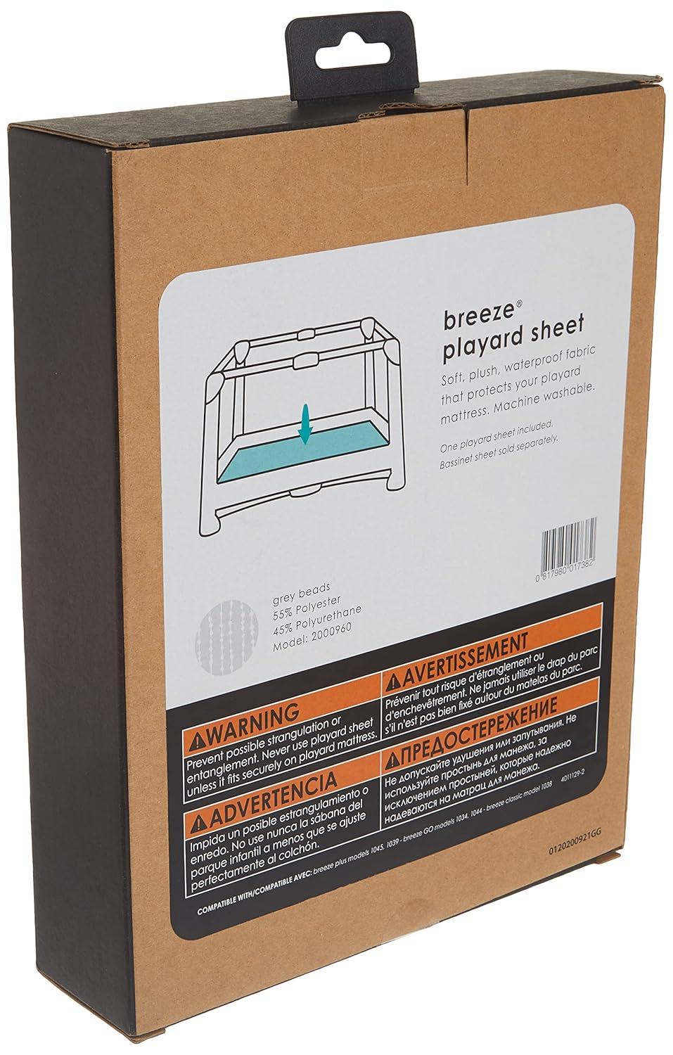 4moms Breeze Waterproof Playard Sheet - Gray Beads