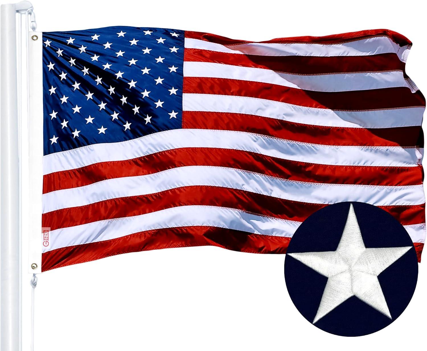 G128 Combo Pack: American USA Flag 4x6 Ft & Texas TX State Flag 4x6 Ft | Both ToughWeave Series Embroidered 300D Polyester, Embroidered Design, Indoor/Outdoor, Brass Grommets