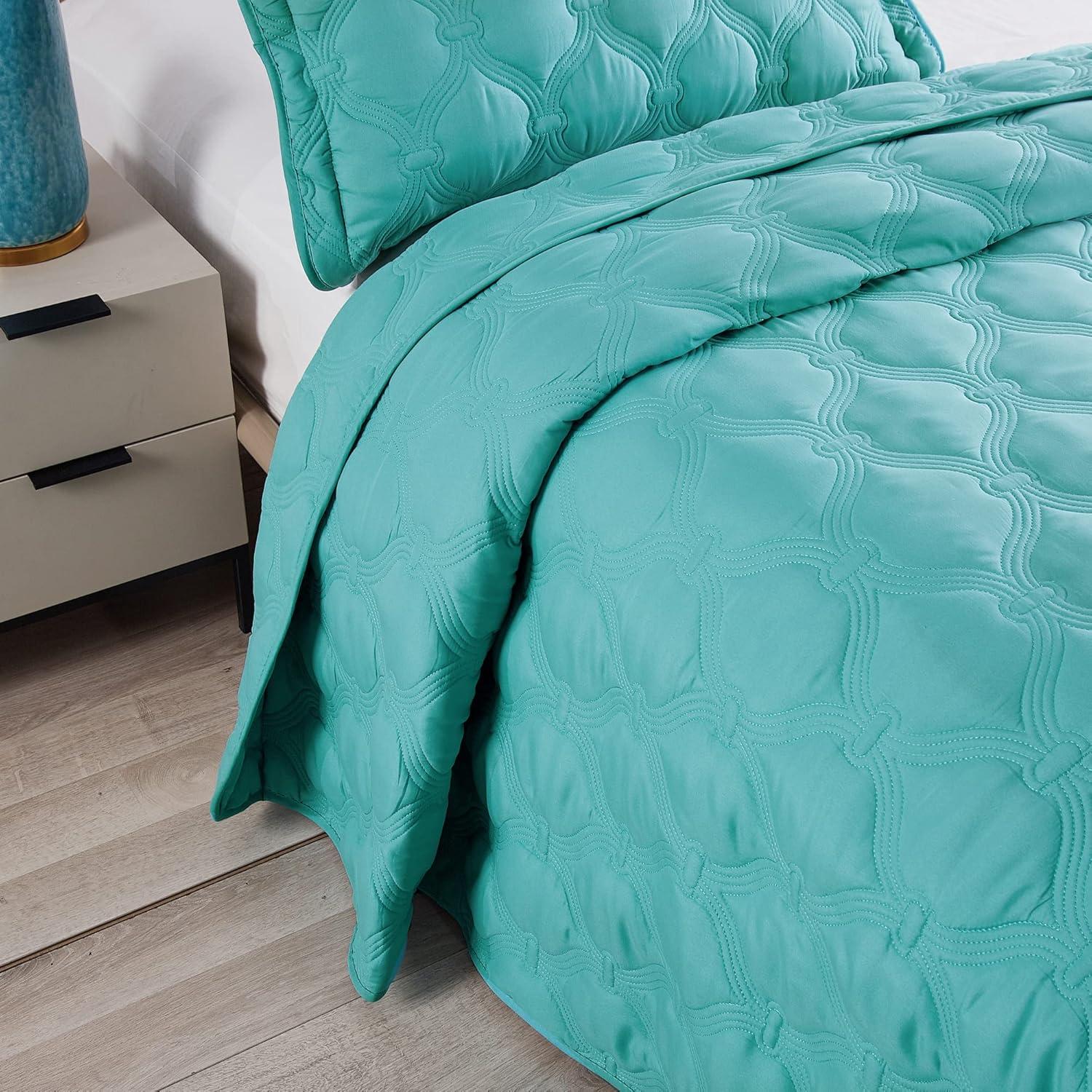 Home Soft Things 3 Piece Bradly Down Alternative Quilts Set - Teal - King (118" x 106")