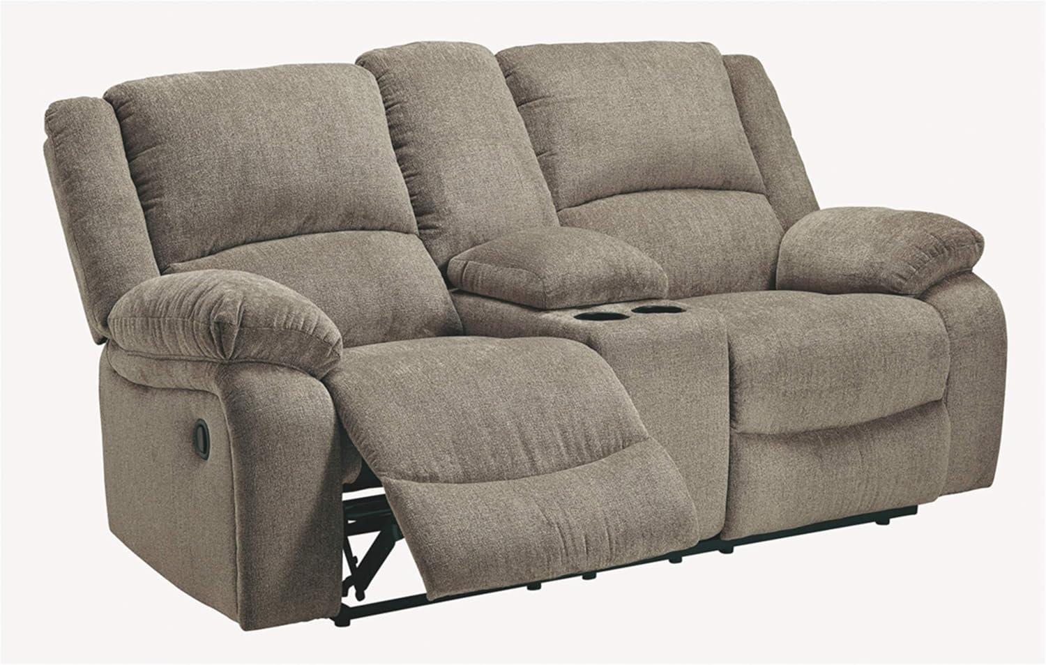 Signature Design by Ashley Draycoll Reclining Loveseat with Console in Pewter