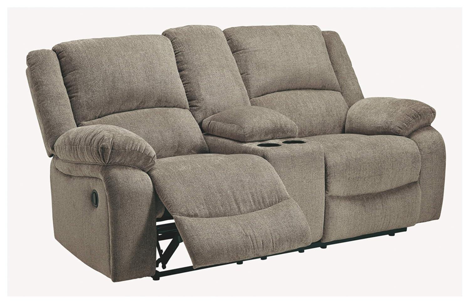 Signature Design by Ashley Draycoll Reclining Loveseat with Console in Pewter