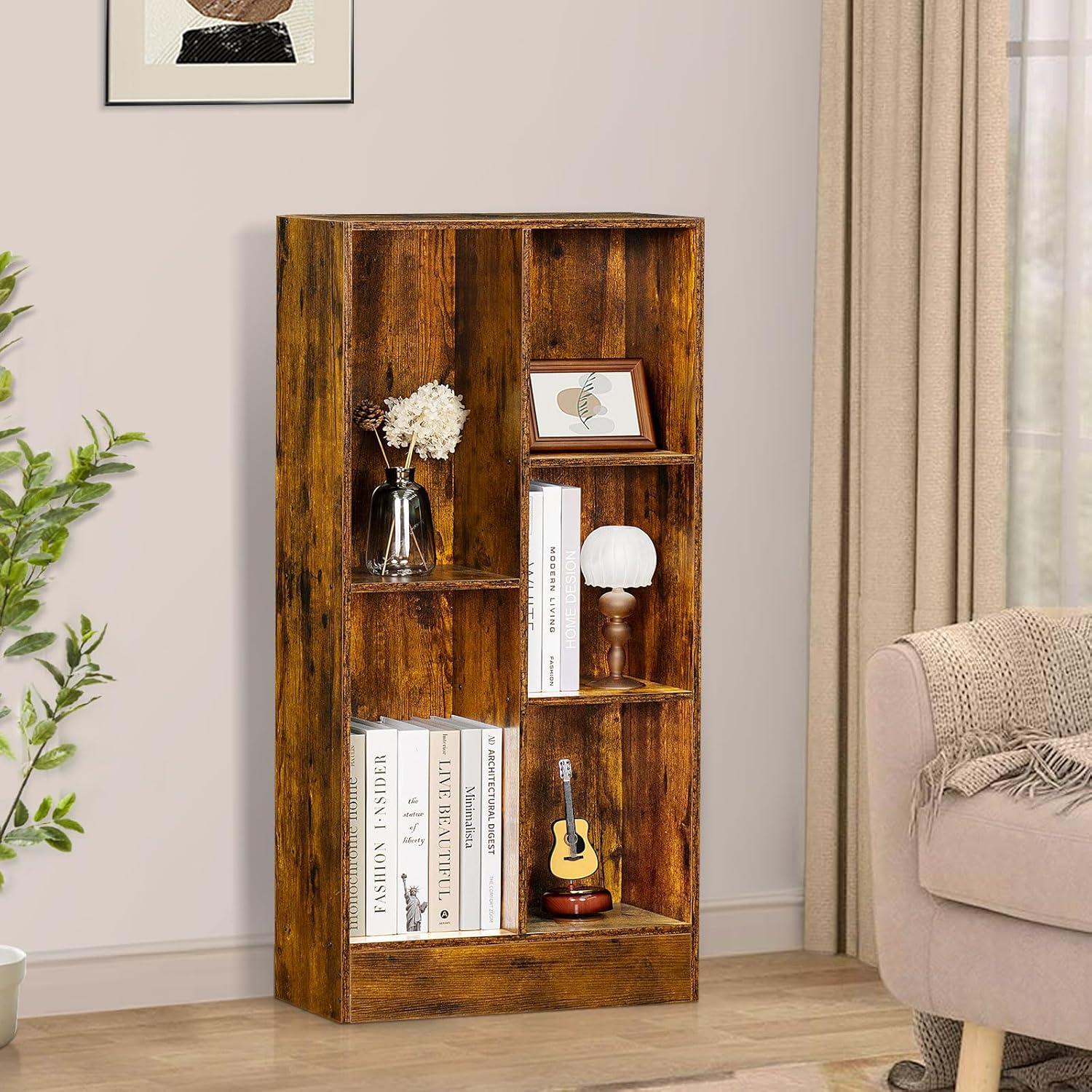 Satiny 7 Cube Bookshelf 3-Tier Bookcase with Legs, Mint-Green Kids Book Shelf Cute Storage Organizer, Toy Shelves Bookshelves,Wood Display Bookcases