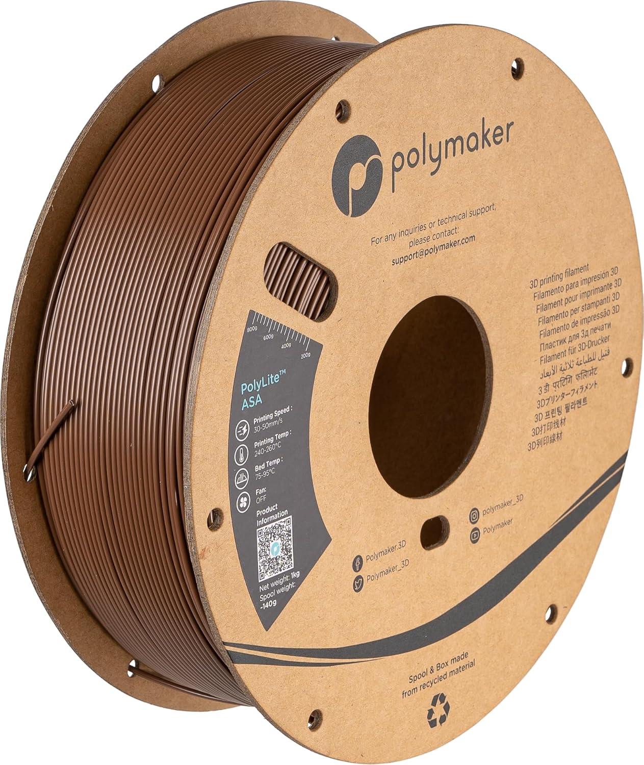 Polymaker ASA Filament 1.75mm Army Brown, 1kg ASA 3D Printing Filament, Heat & Weather Resistant - ASA 3D Printer Filament Perfect for Printing Outdoor Functional Parts