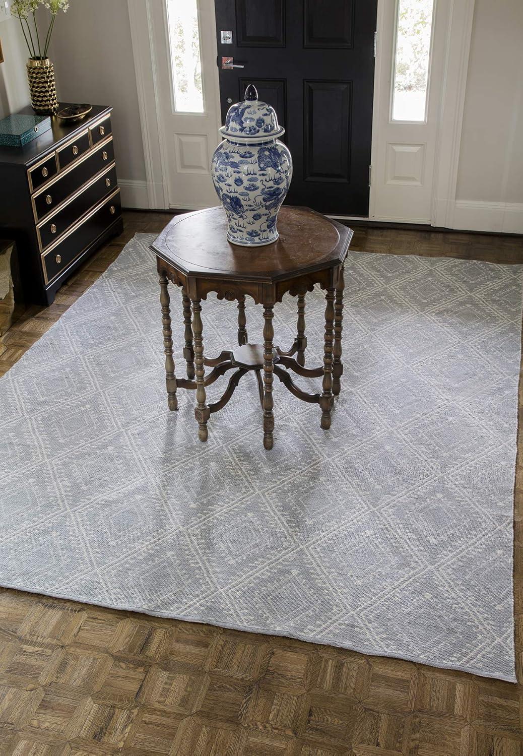 Easton Geometric Handmade Flatweave Gray Indoor / Outdoor Area Rug