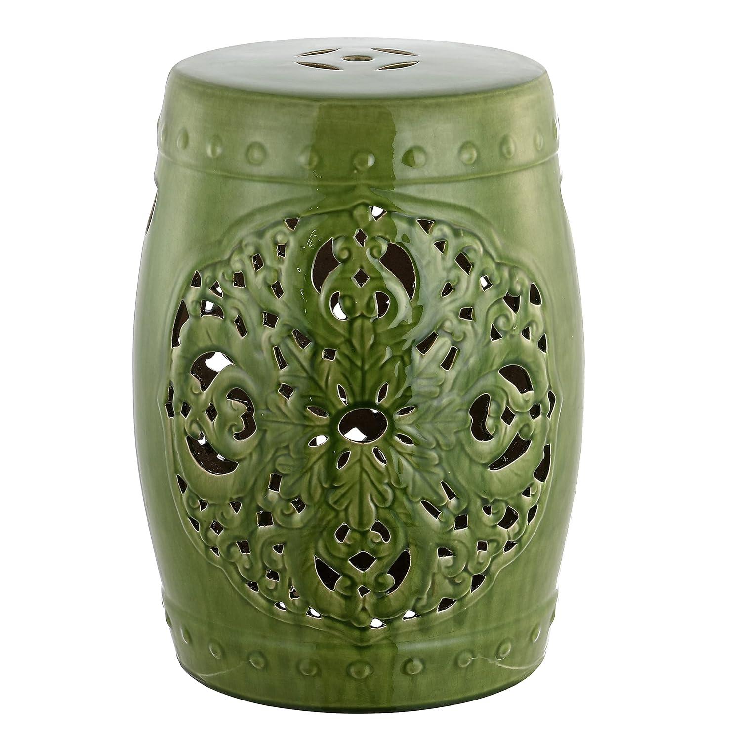 Safavieh Solid Floral Garden Indoor/Outdoor Patio Stool, Green