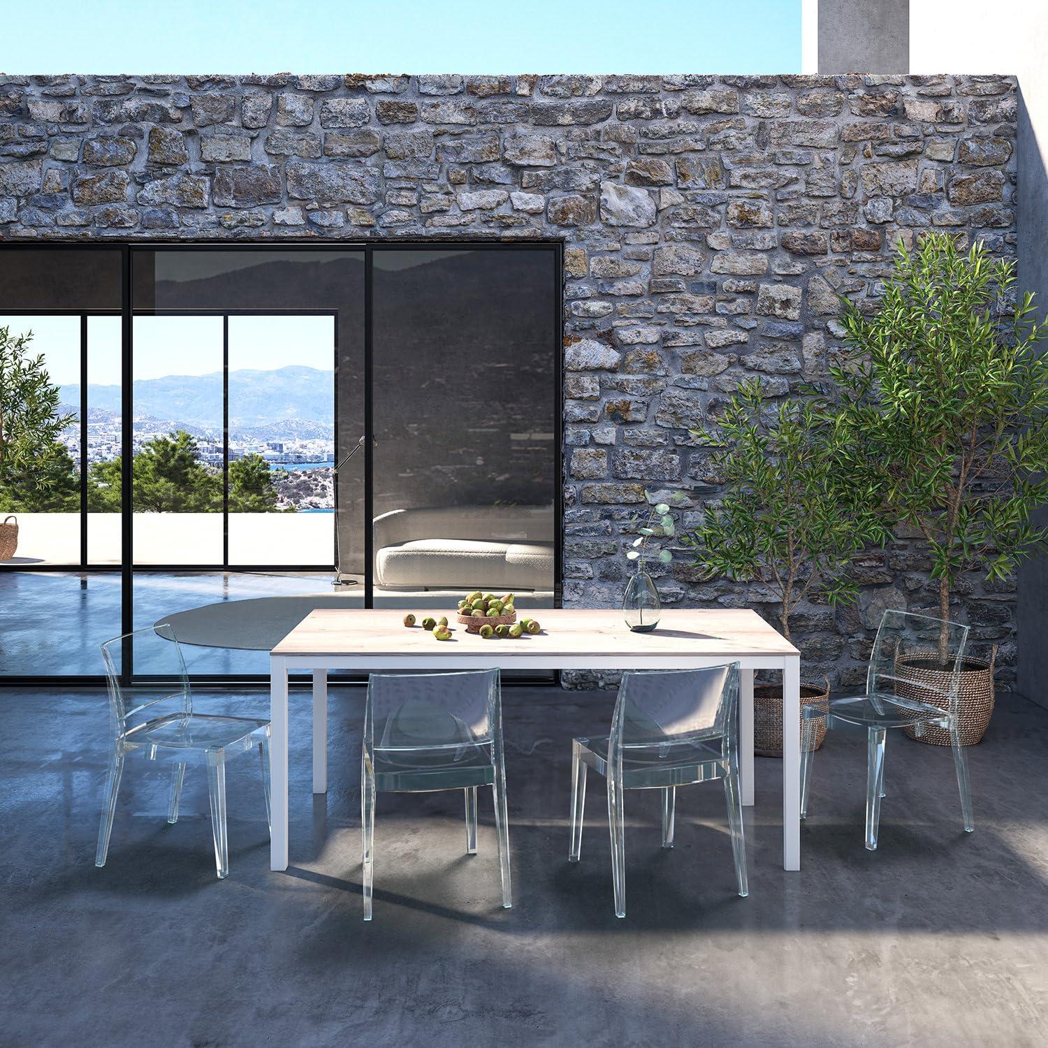 WRGHOME Palermo Modern Outdoor/Indoor Plastic Resin Stacking Patio Dining Chairs (Set of 2) - CLEAR