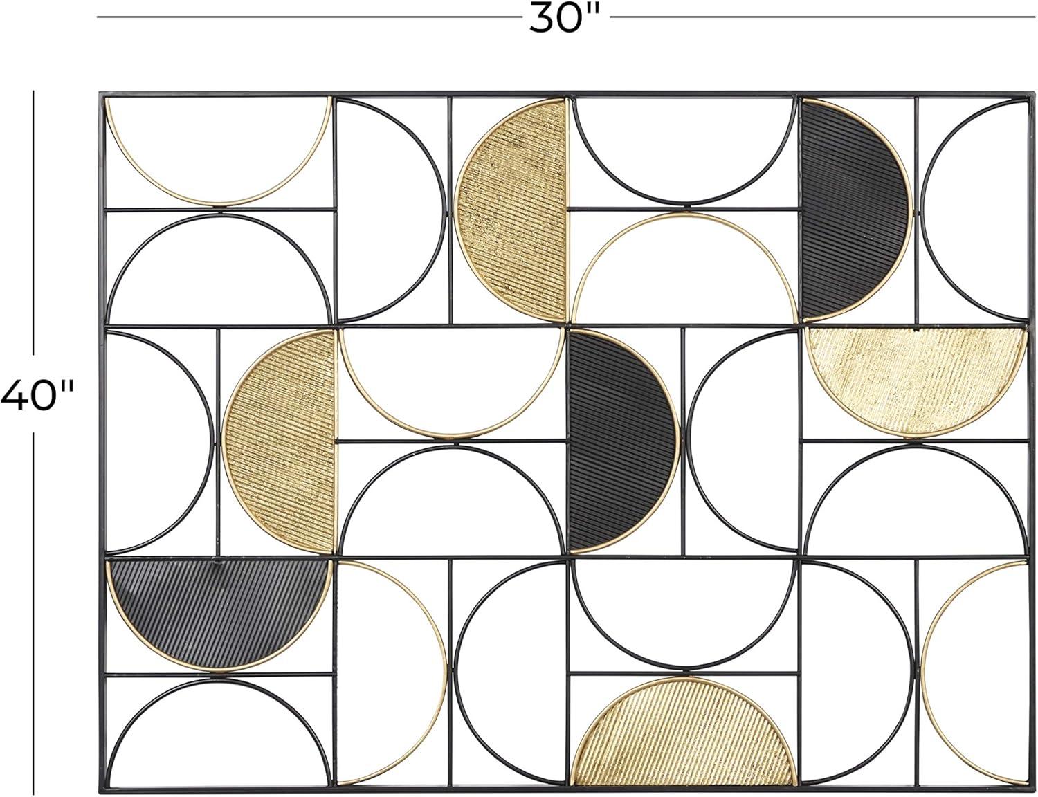 Black and Gold Geometric Half Moon Metal Wall Art