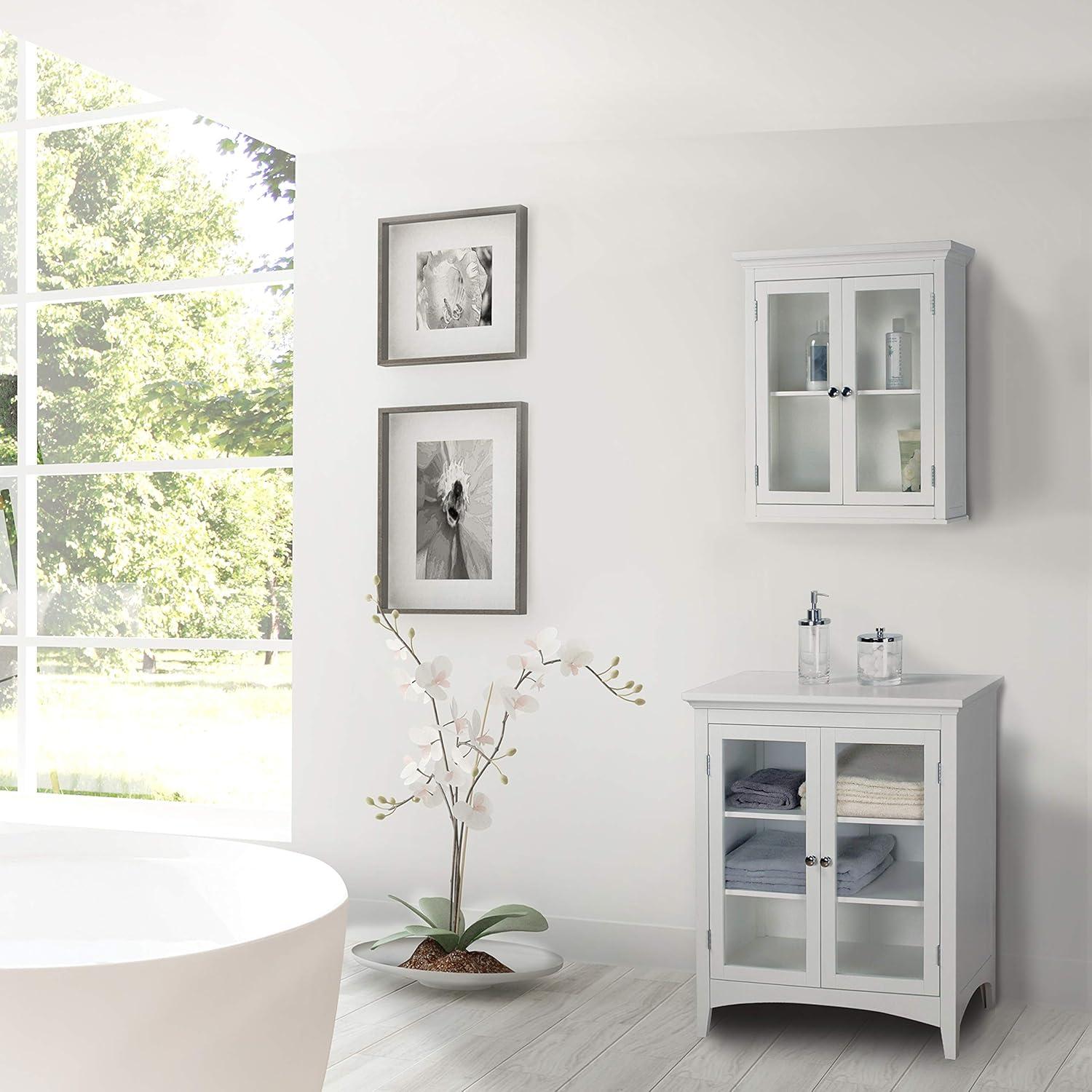 Madison White MDF Wall Cabinet with Glass Doors