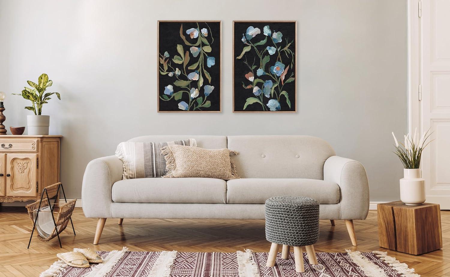 Kate & Laurel All Things Decor 23"x33" (Set of 2) Sylvie Foliage I and III Framed Canvas Arts by Nikita Jariwala Beaded Gold : Vintage