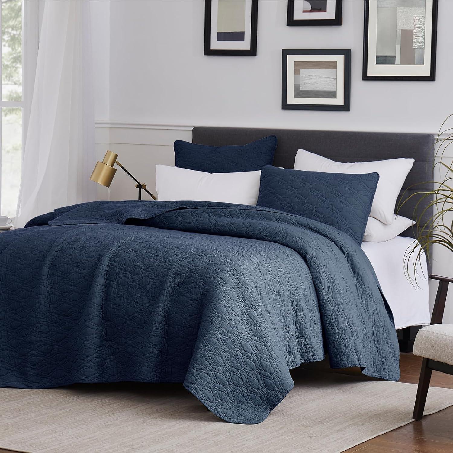 Bed Twin Quilt Set Navy Blue - Twin - 2 Piece