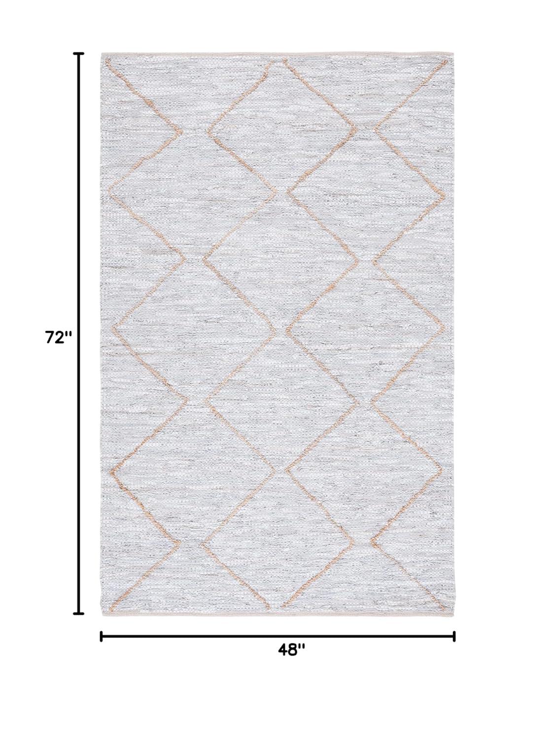 Vintage Leather VTL803 Hand Woven Area Rug - Light Grey/Natural - 4'x6' - Safavieh.